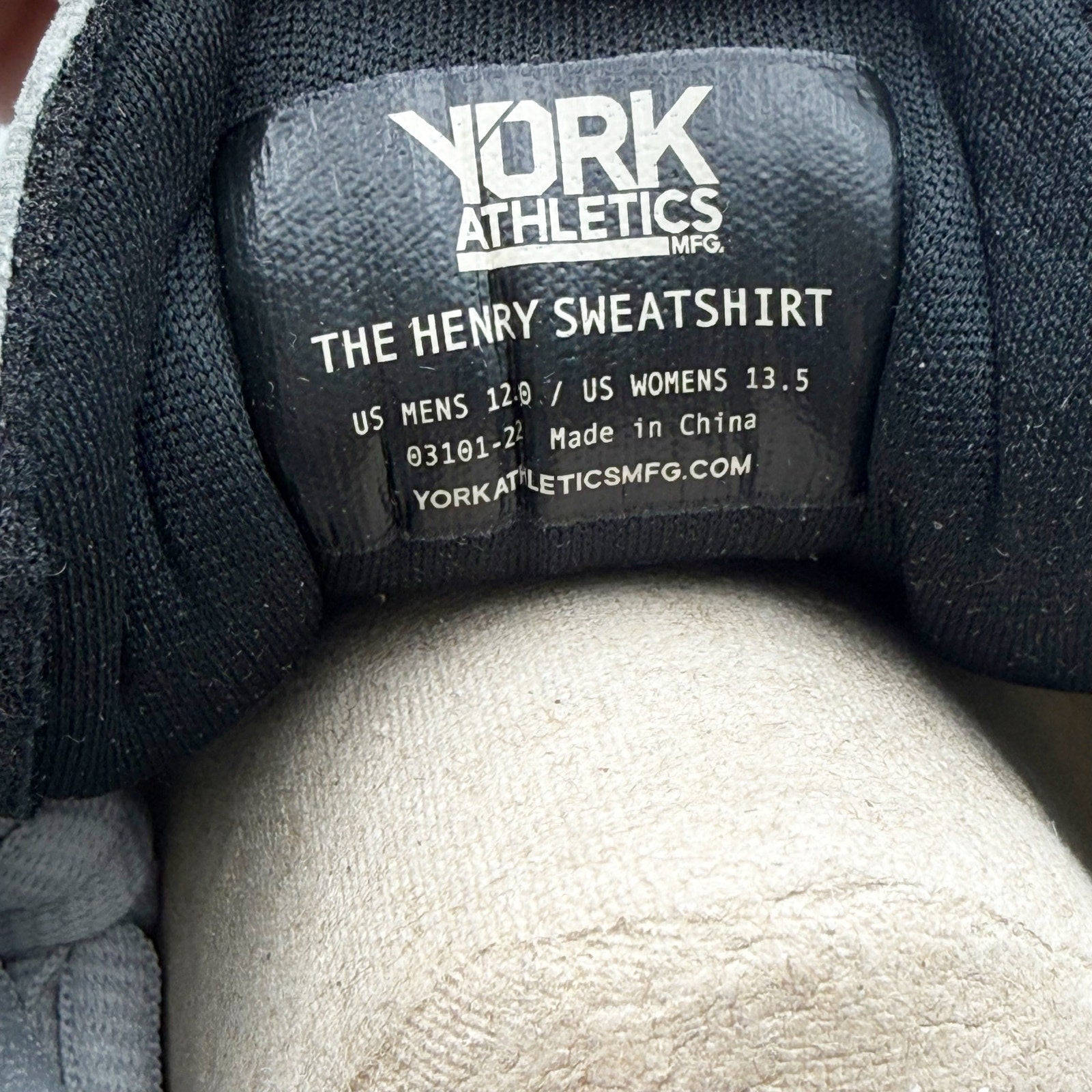 YORK Athletics Mens Henry Sweatshirt Casual Sneakers US 12 Gray Knit NIB