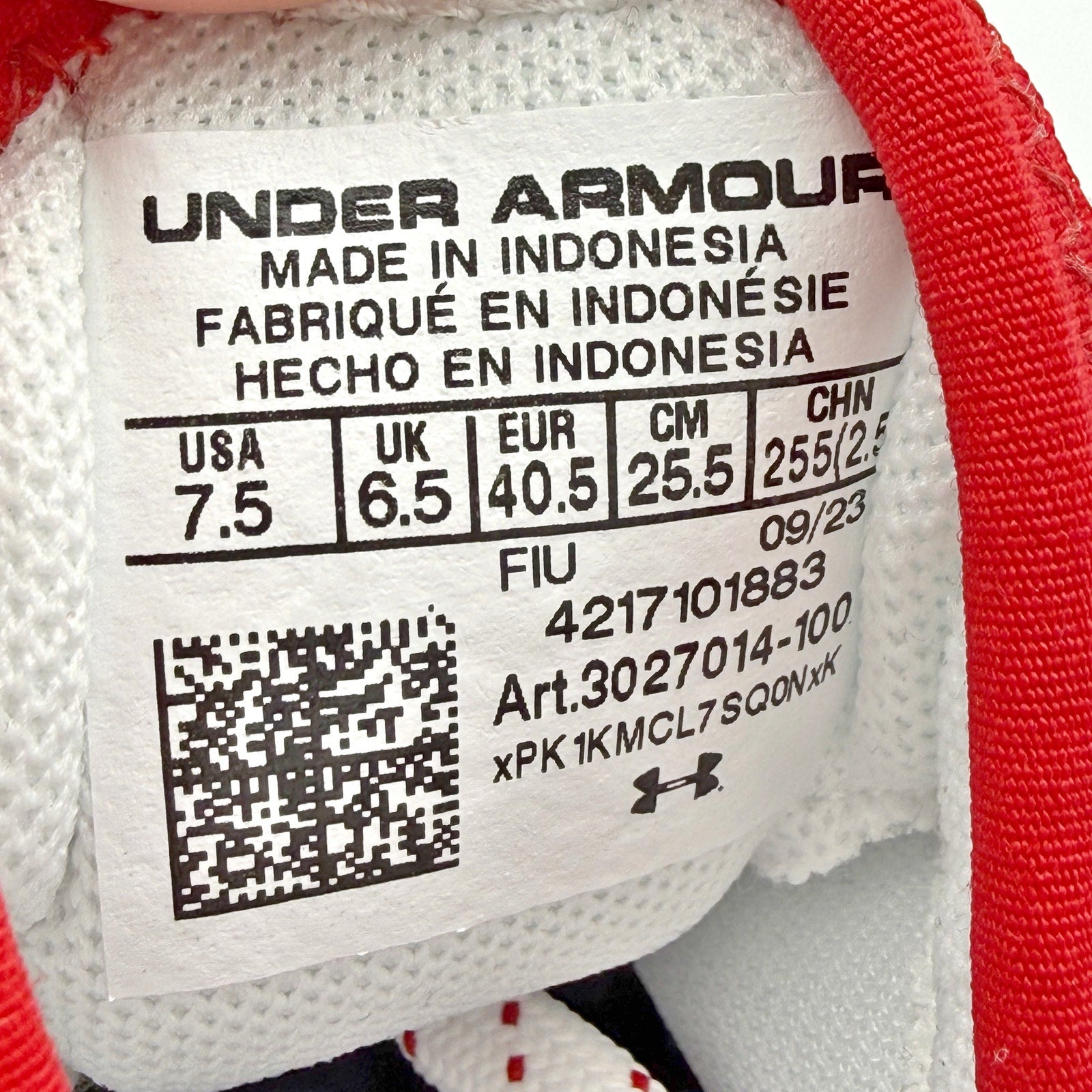 Under Armour Mens Harper 8 Elite TPU Baseball Cleats US 7.5 White Blue Red NWOB