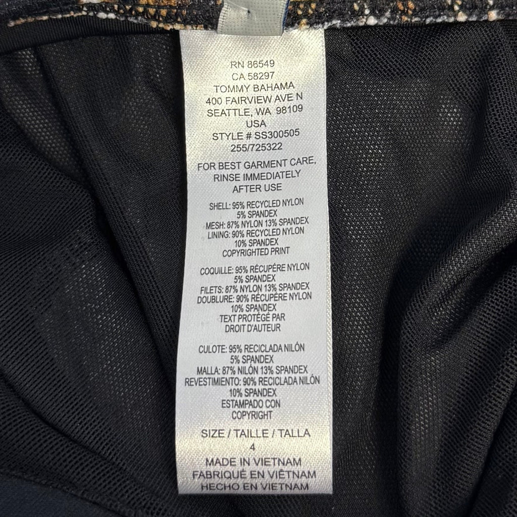 TOMMY BAHAMA Women's Island Cays Leopard One-Piece Swimsuit Size 4 Black Tan NWT