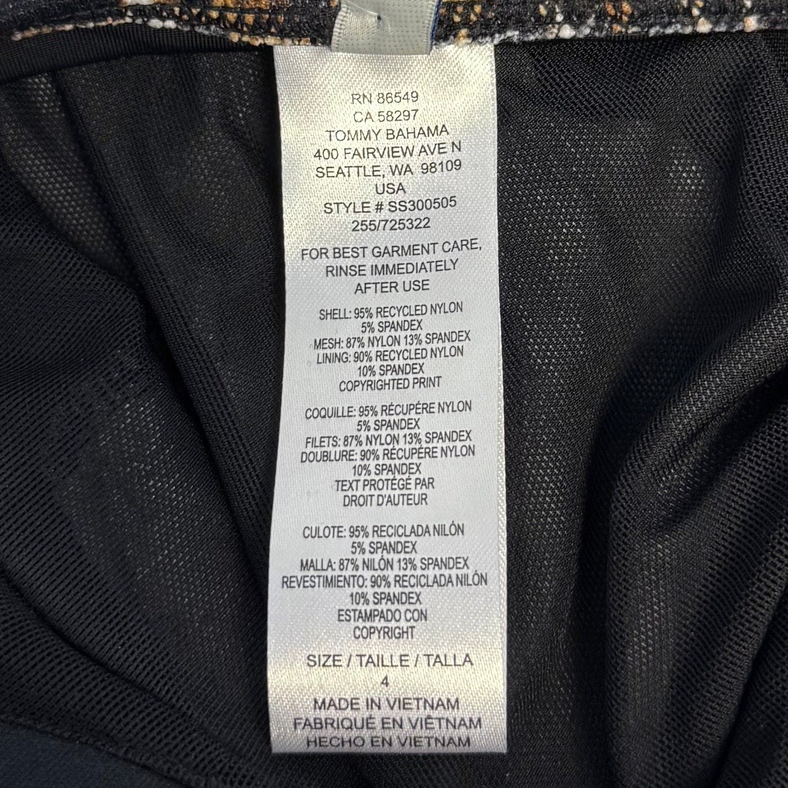 TOMMY BAHAMA Women's Island Cays Leopard One-Piece Swimsuit Size 4 Black Tan NWT