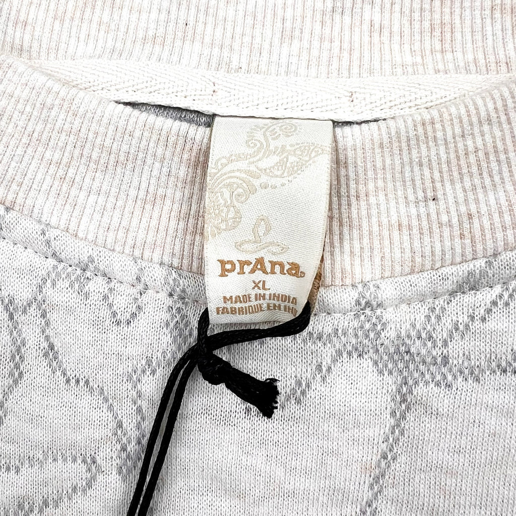 PRANA Women's Carin Pullover Sweatshirt XL Soft White Jacquard Knit NWT