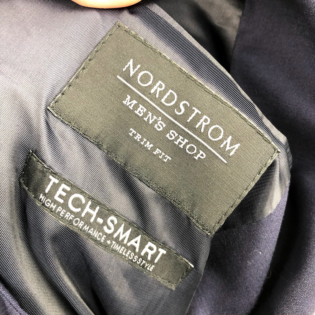 NORDSTROM Men's Tech Smart Trim Fit Suit Jacket 42R Navy Blue Stretch NWOT