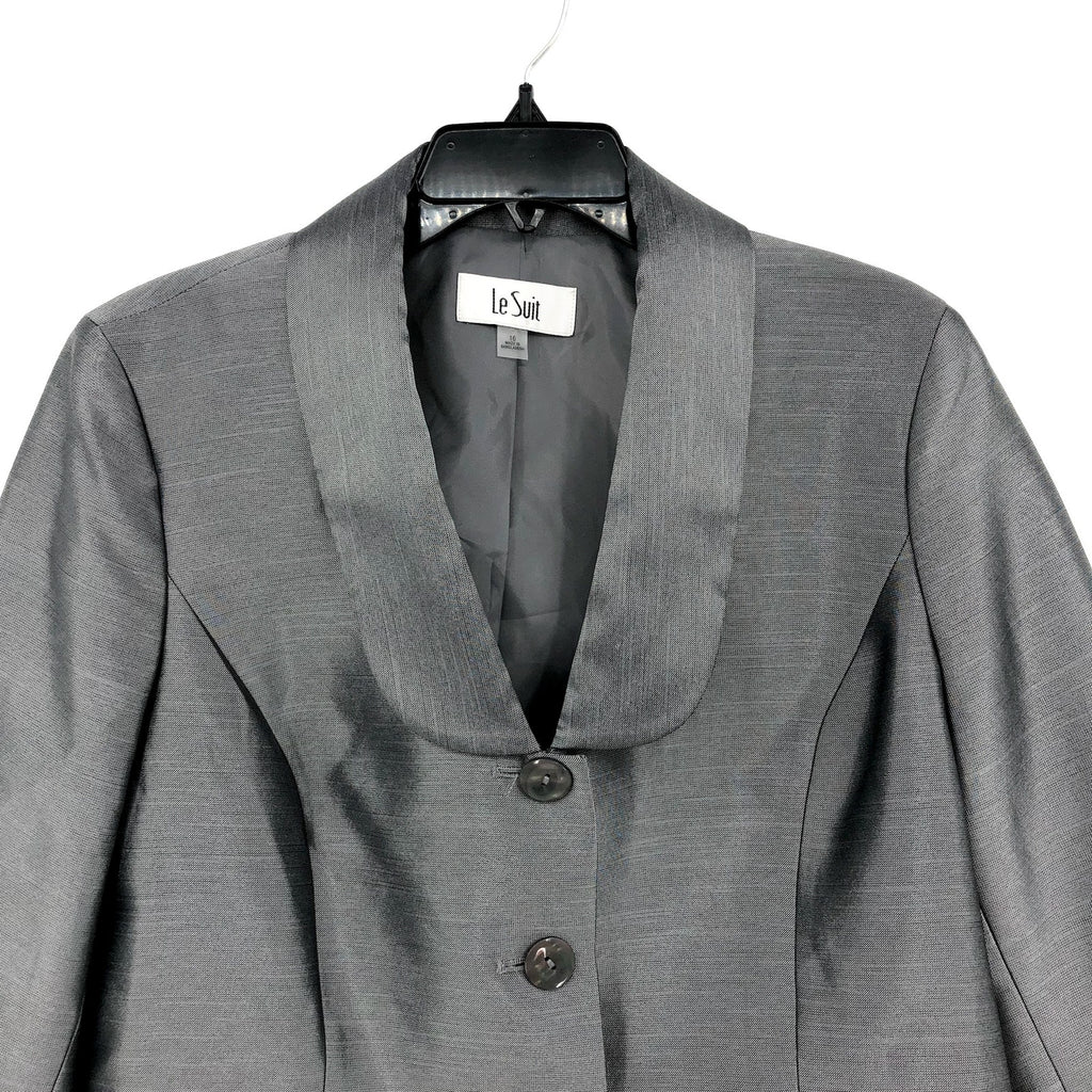 LE SUIT Women's Metallic Peplum Blazer Jacket Size 16 Platinum Gray NWT