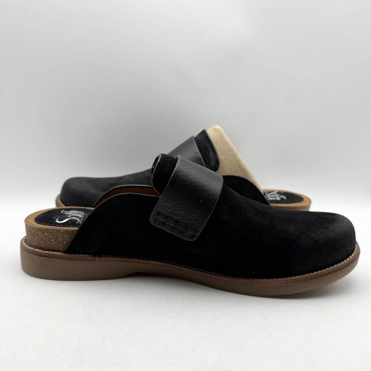 Sofft Womens Billie Clogs Size 9 M EU 40 Black Suede Slip On NWOB