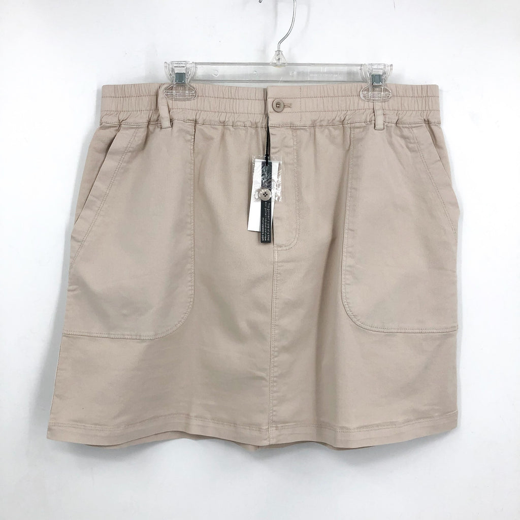 MICHAEL STARS Women's Monroe Twill Miniskirt 2X Khaki Cement Pockets Stretch NWT