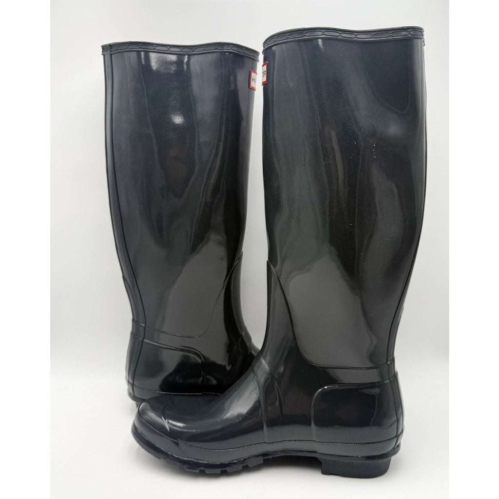 Hunter Womens Original Tall Gloss Rain Boots Size 11 Dark Slate Waterproof NWOB