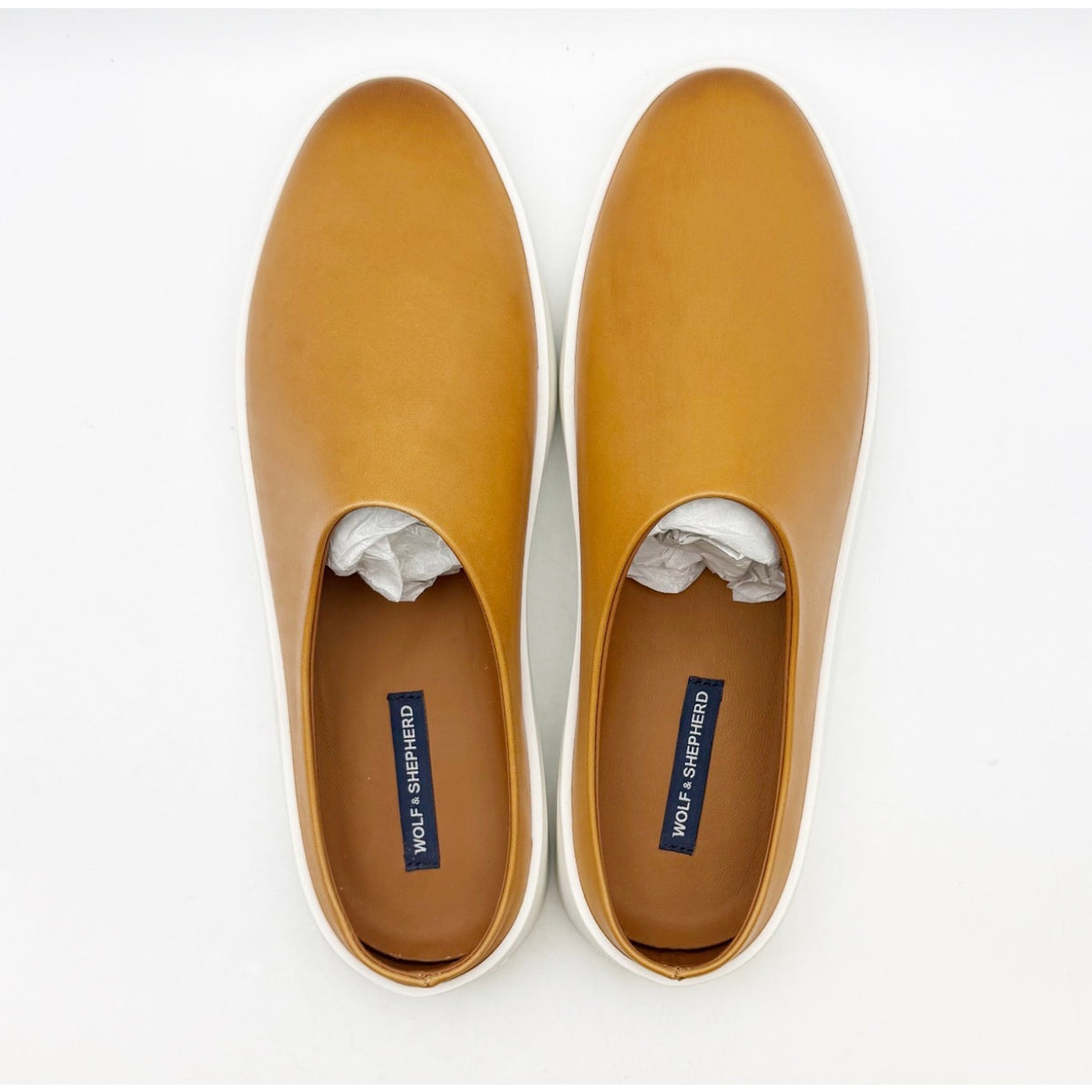 WOLF & SHEPHERD Cruise Mule Slip On Shoes Mens 8 Womens 10 Honey Brown NIB