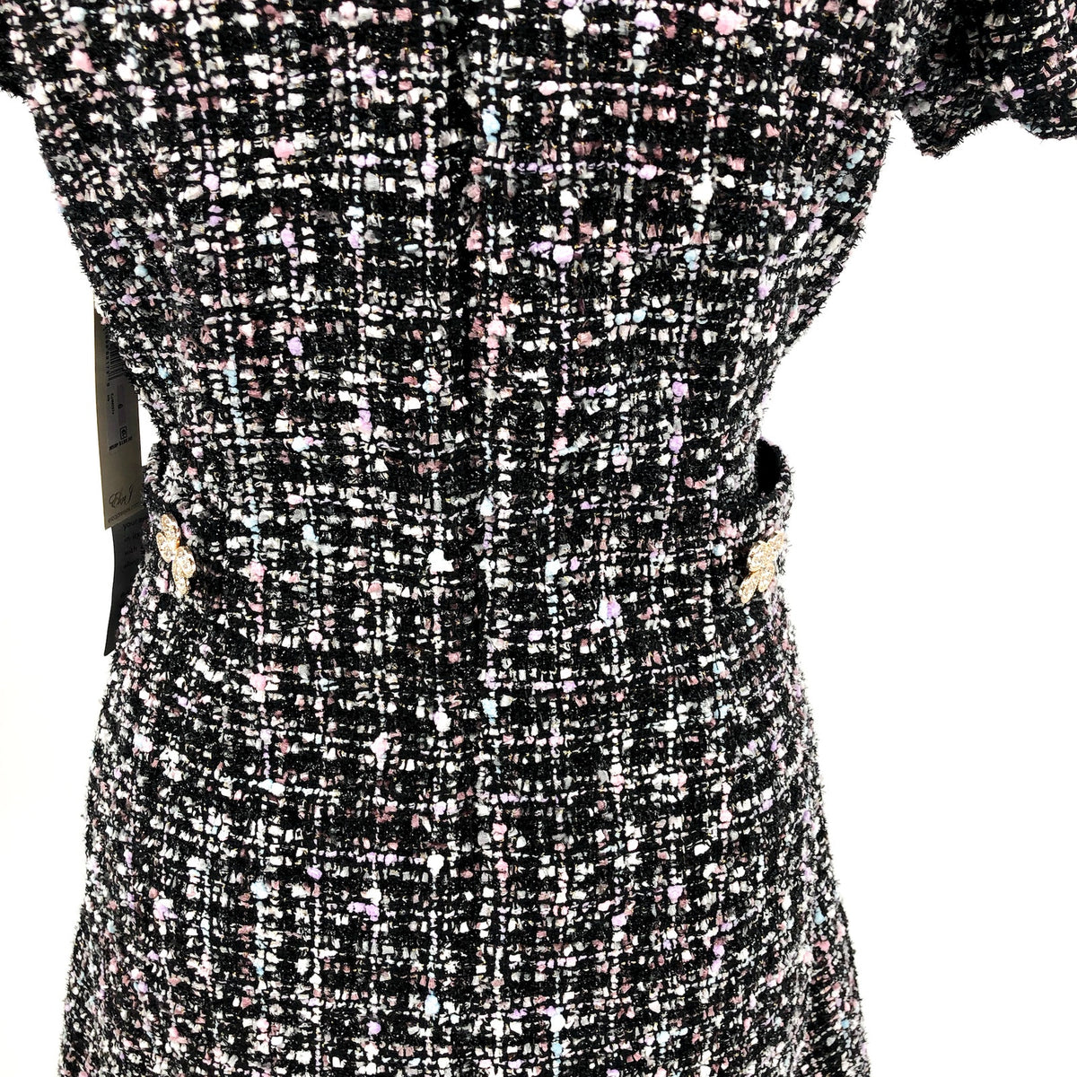 ELIZA J Women's Bouclé Fit & Flare Dress Size 6 Black Tweed Short Sleeve NWT