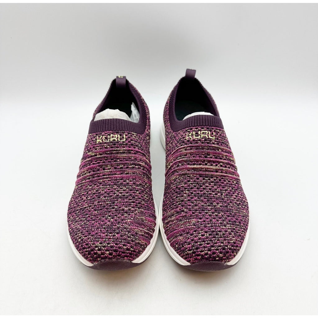 Kuru Womens Stride Casual Sneakers Size 7.5 Plum Purple Knit Slip On NWOB