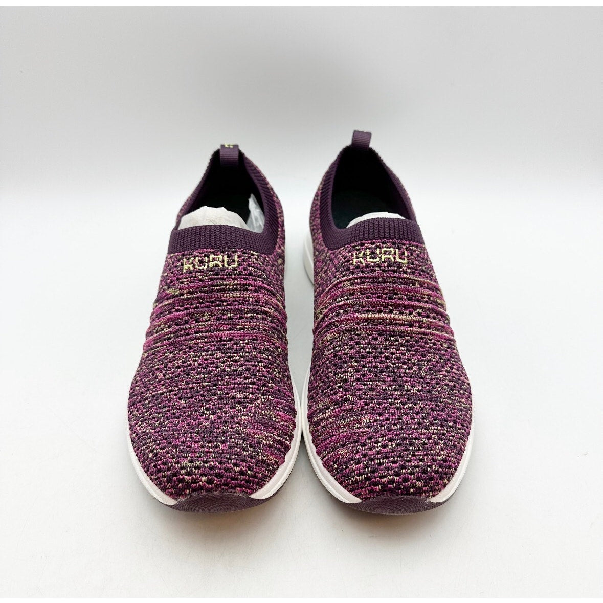 Kuru Womens Stride Casual Sneakers Size 7.5 Plum Purple Knit Slip On NWOB