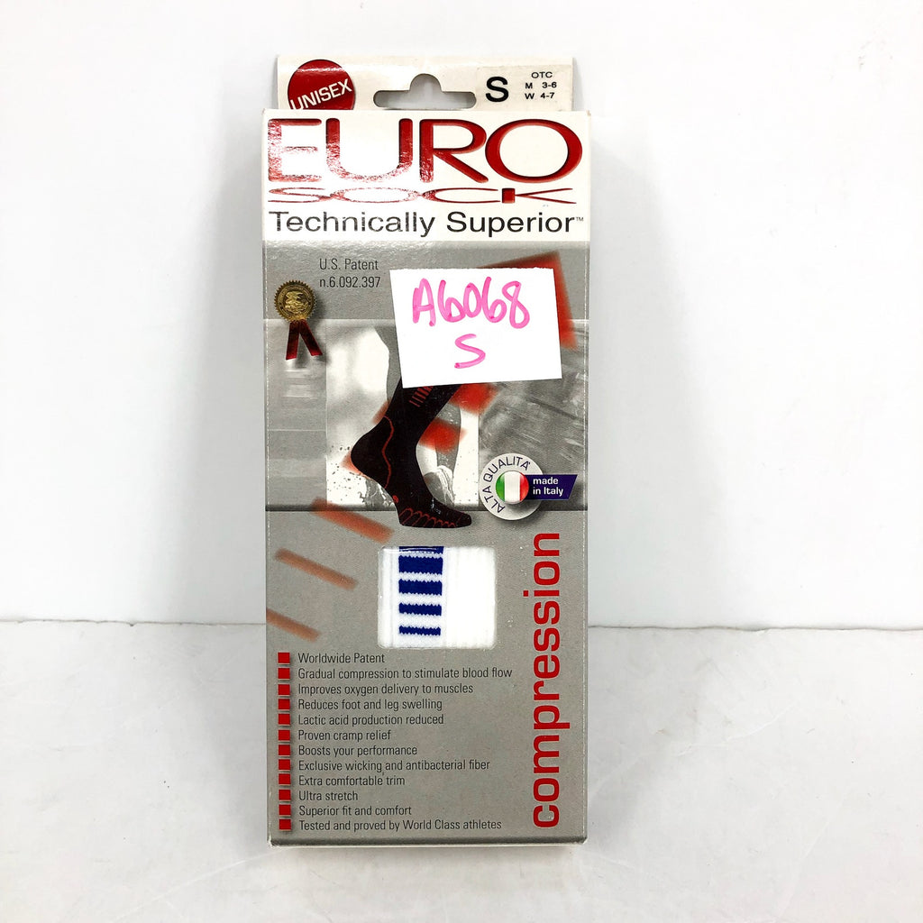 EUROSOCKS Small Womens 4-7 Compression Over the Calf Socks White Lightweight NIB