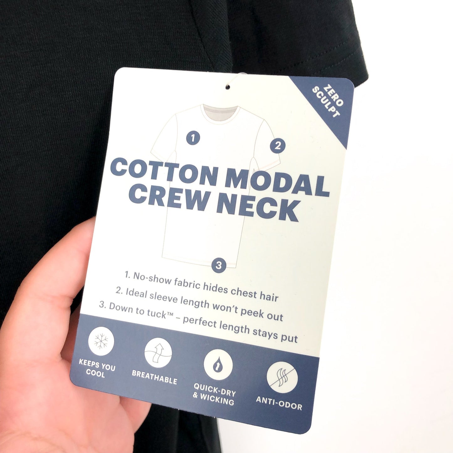 SPANX Mens Zero Sculpt Crewneck T-shirt Medium Classic Black Cotton & Modal NWT