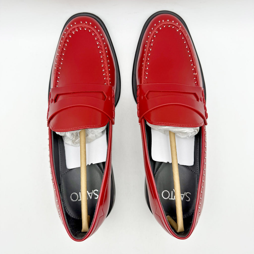 Franco Sarto Women's Eden Studded Loafers US 9 M EU 40 Red Slip On NIB