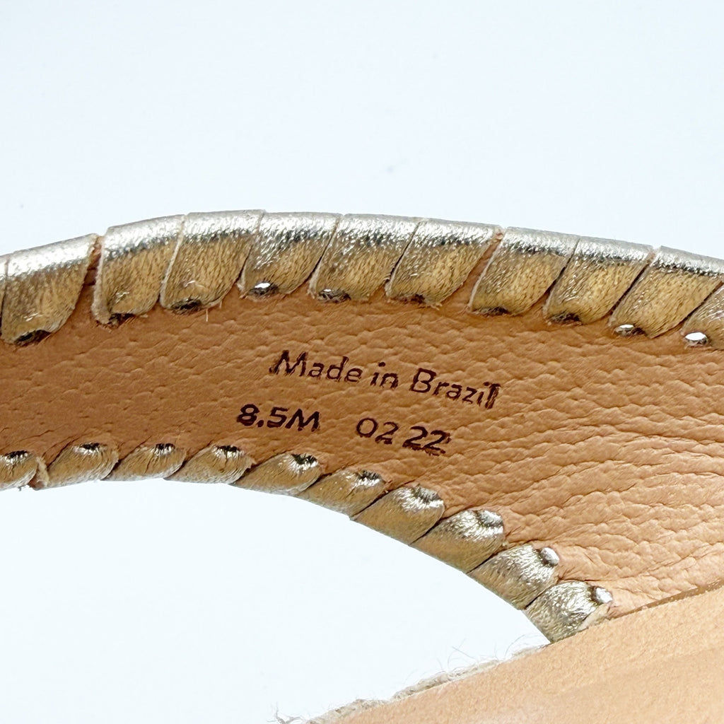 Jack Rogers Womens Rowan Espadrille Sandals Size 8.5 Platinum Gold Leather NWOB