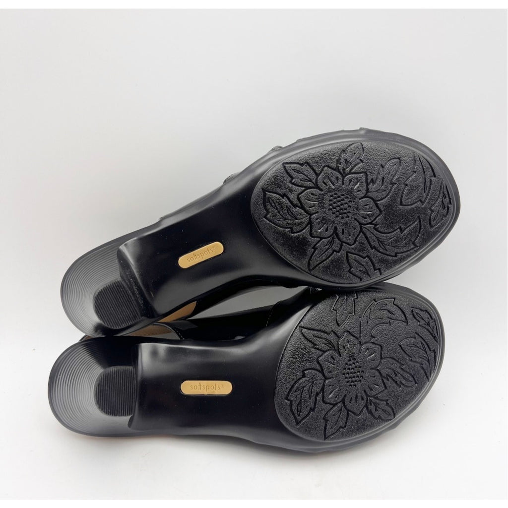 Comfortiva Women's Softspots Neima Heeled Sandals Size 7 WIDE Black Leather NWOB