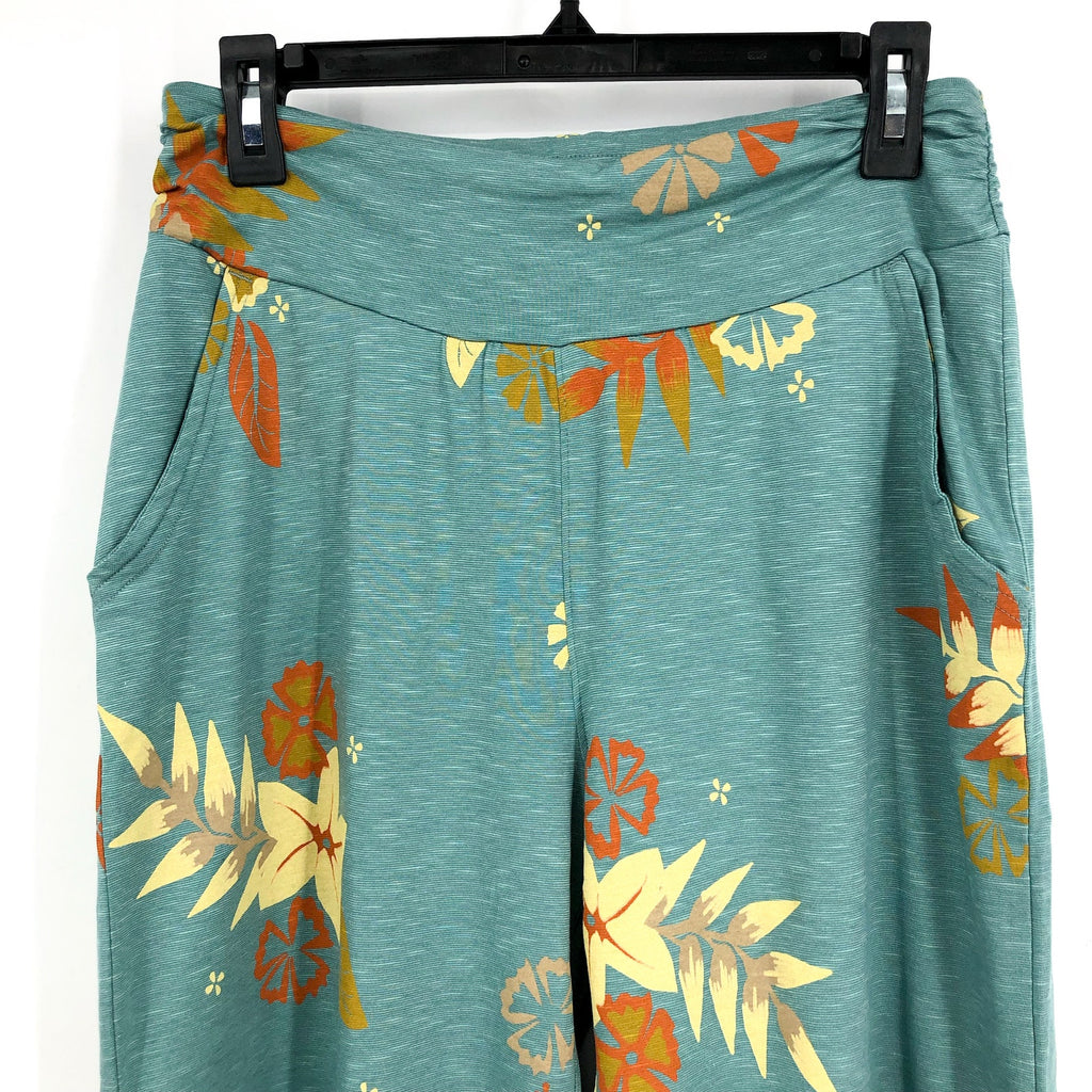 TOAD & CO Women's Chaka Wide Leg Pants Medium Mineral Blue Floral Print NWT