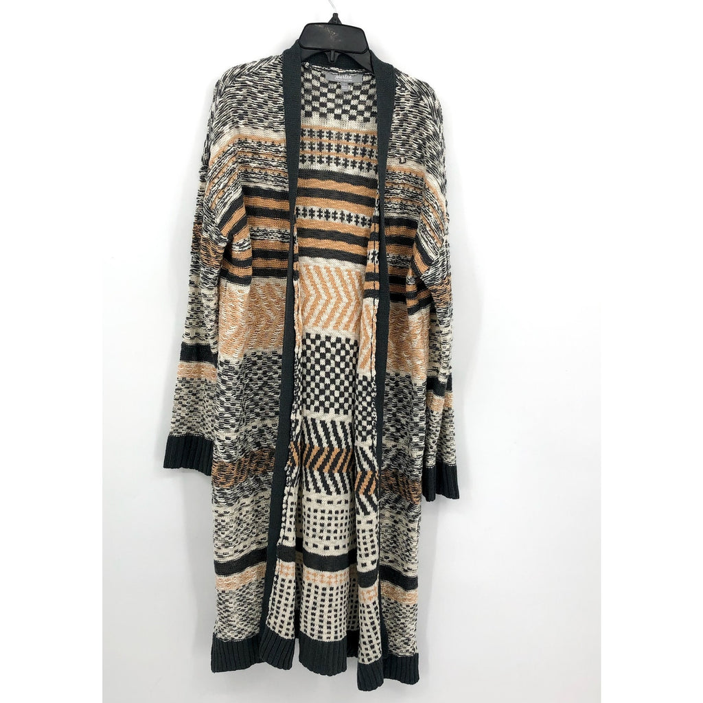 MARLED Womens Long Line Knitted Cardigan Large Grey Colorblock Striped NWOT