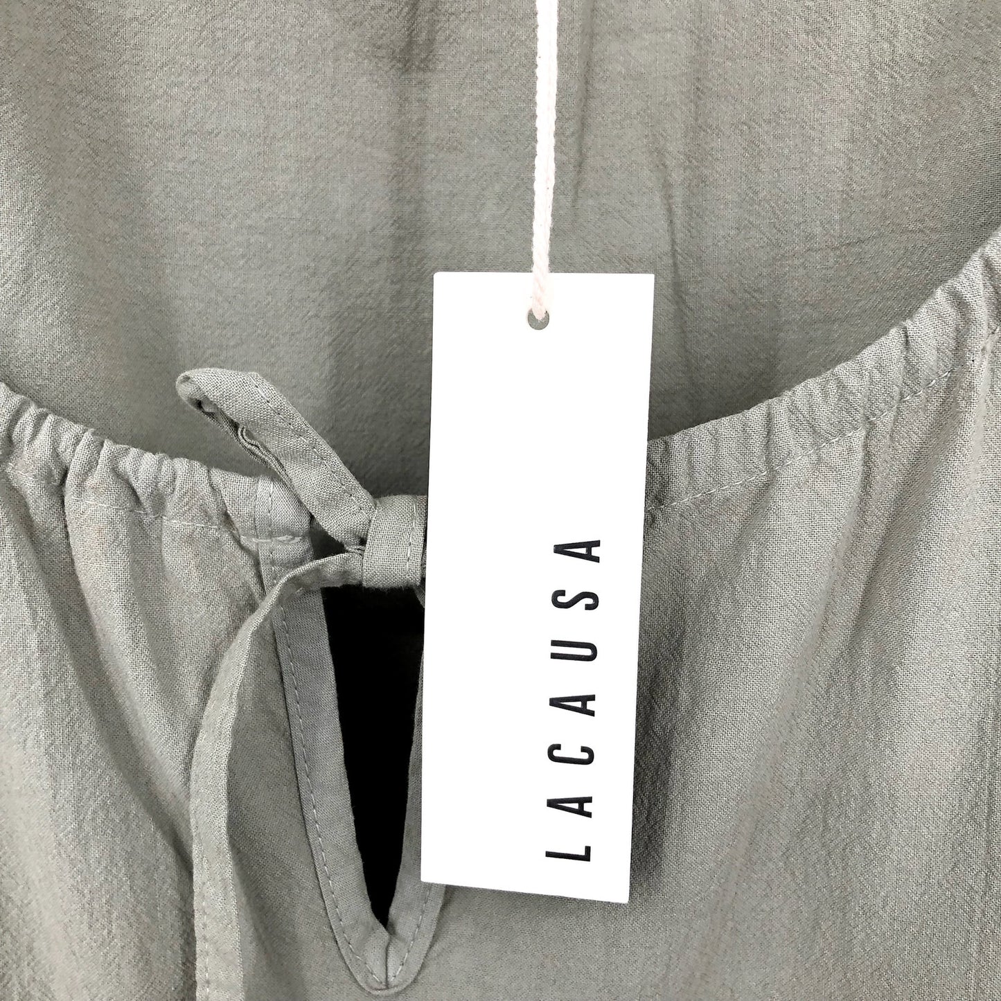 LACAUSA Women's Tate Tiered Midi Dress Small Eucalyptus Green Long Sleeve NWT