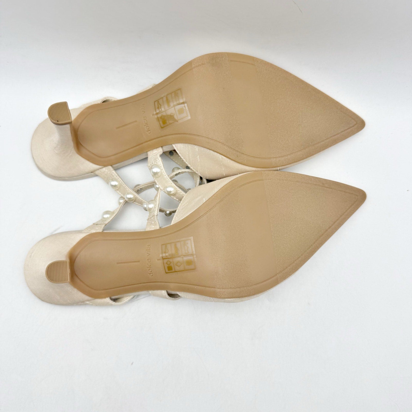 Dolce Vita Womens Hanna Mules US 8 M Ivory Satin Slip On NIB
