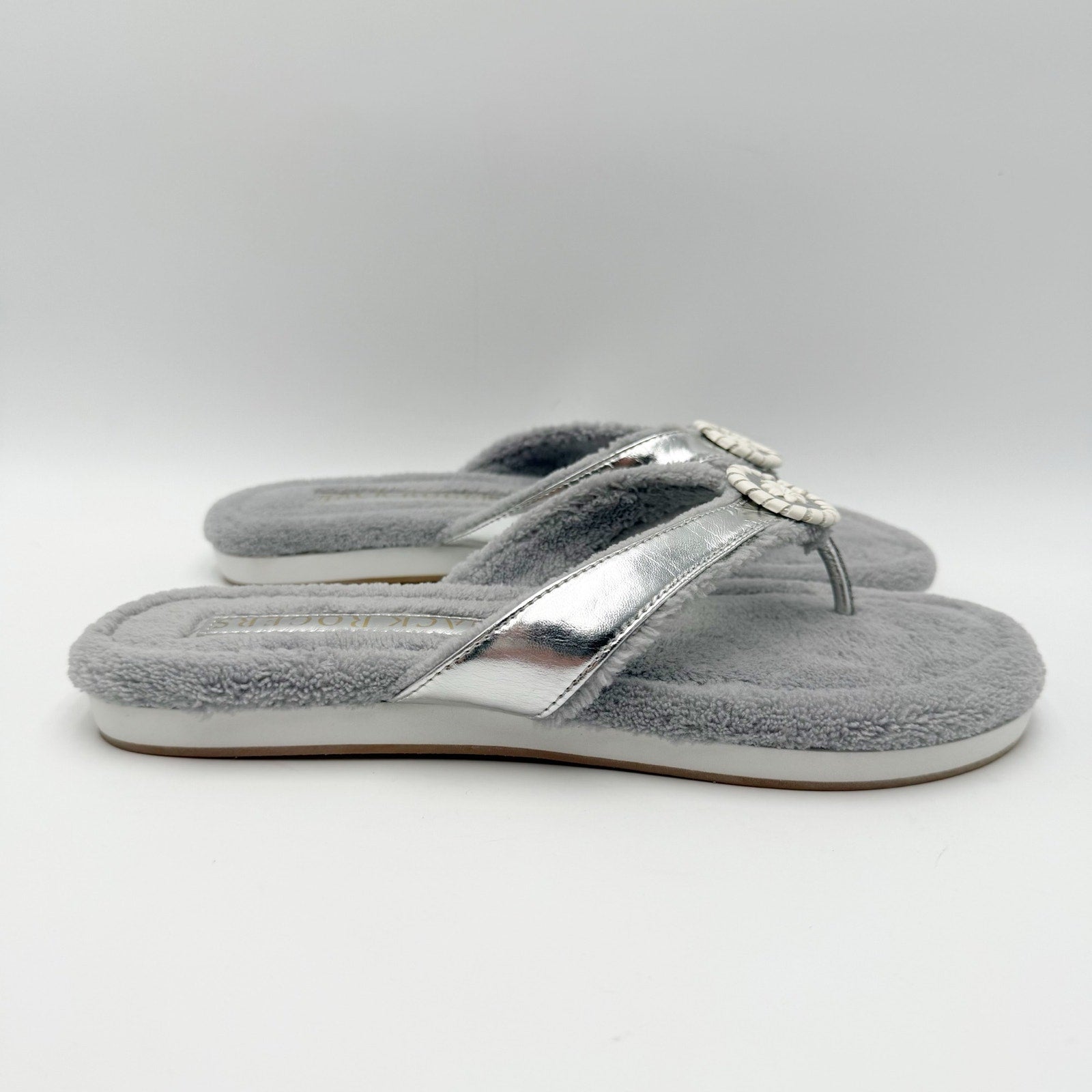 Jack Rogers Womens Rosie Flip Flop Sandals Size 8.5 M Silver Grey NWOB