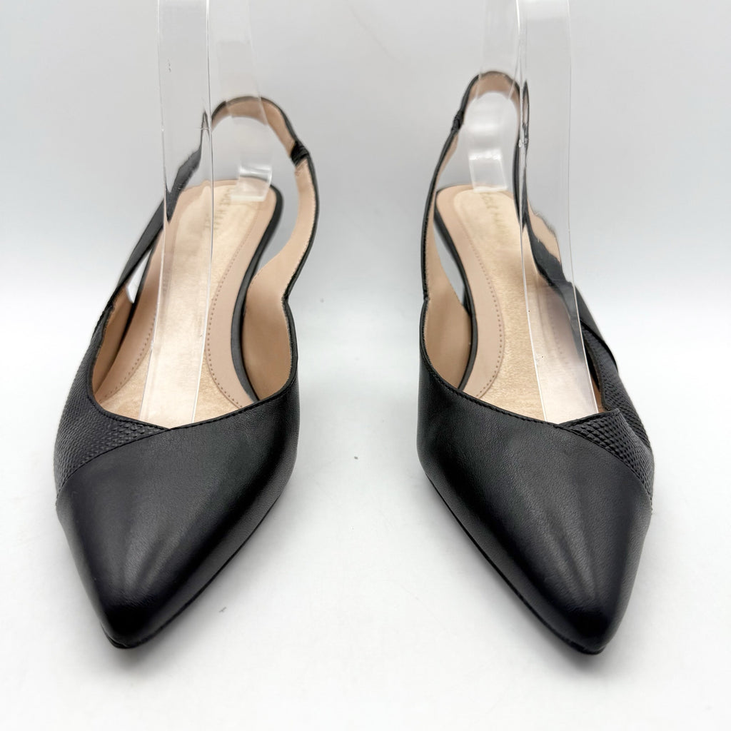 Cole Haan Womens The Go-To Slingback Pump US 8 B Black Leather Lizard Print NWOB