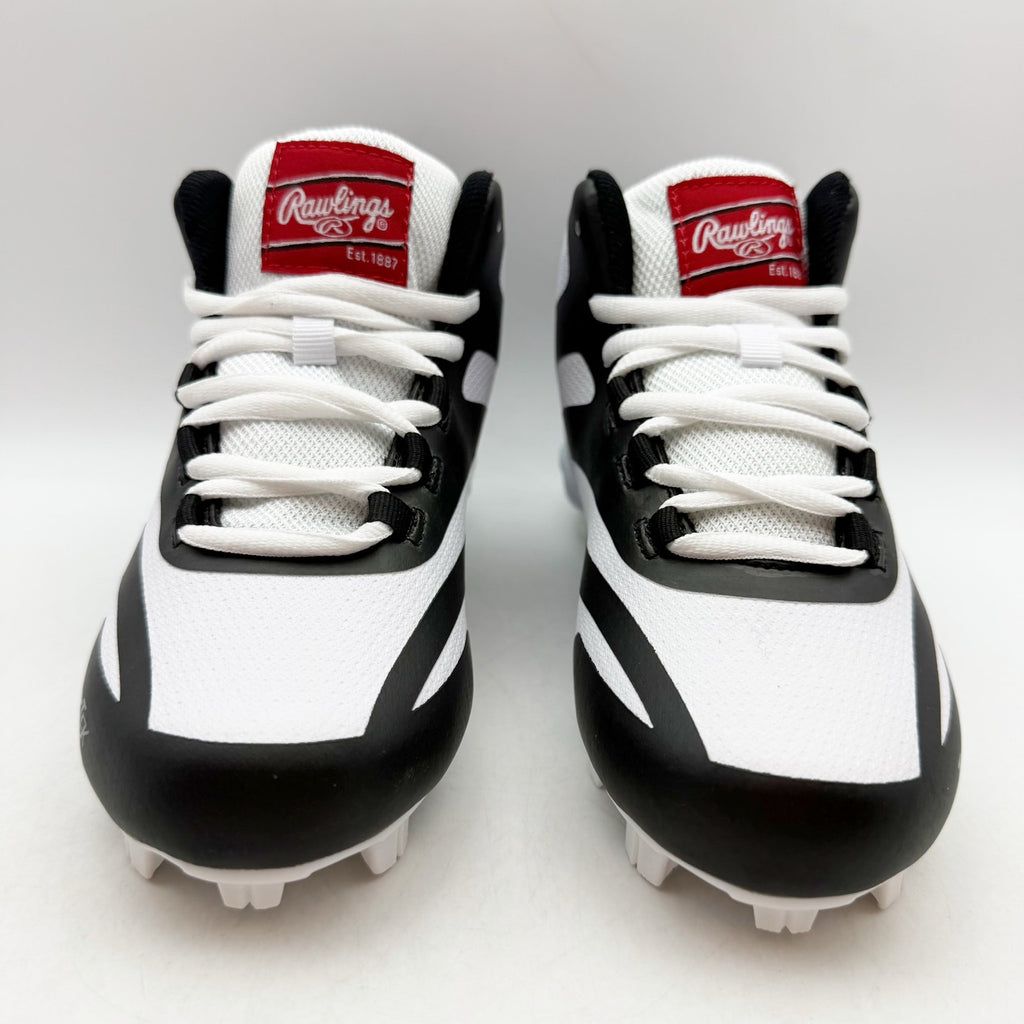 Rawlings Boys Rookie Mid Baseball Cleats US 4 EU 36 Black White NIB