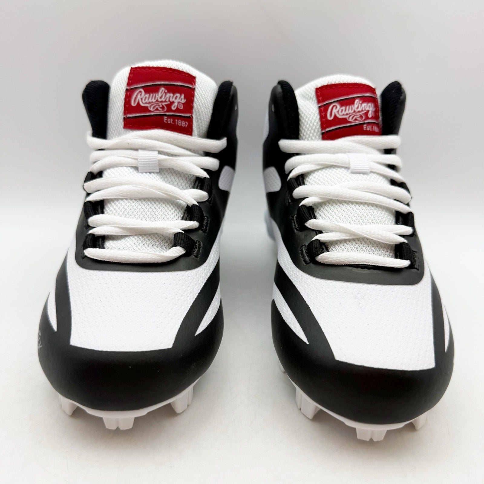 Rawlings Boys Rookie Mid Baseball Cleats US 4 EU 36 Black White NIB