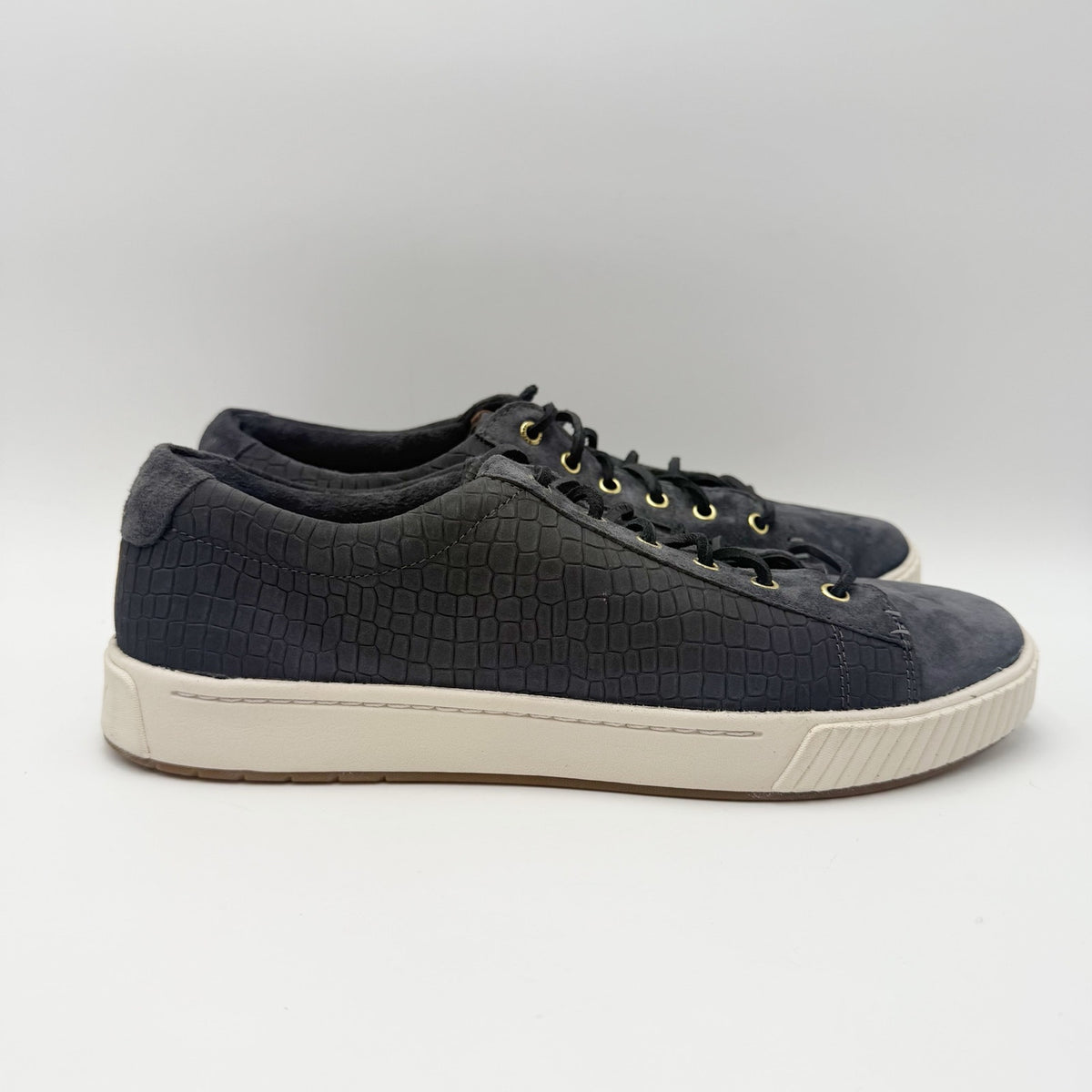 SPERRY Womens Anchor Plushwave Sneakers Size 11 Black Croc Embossed Suede NWOB