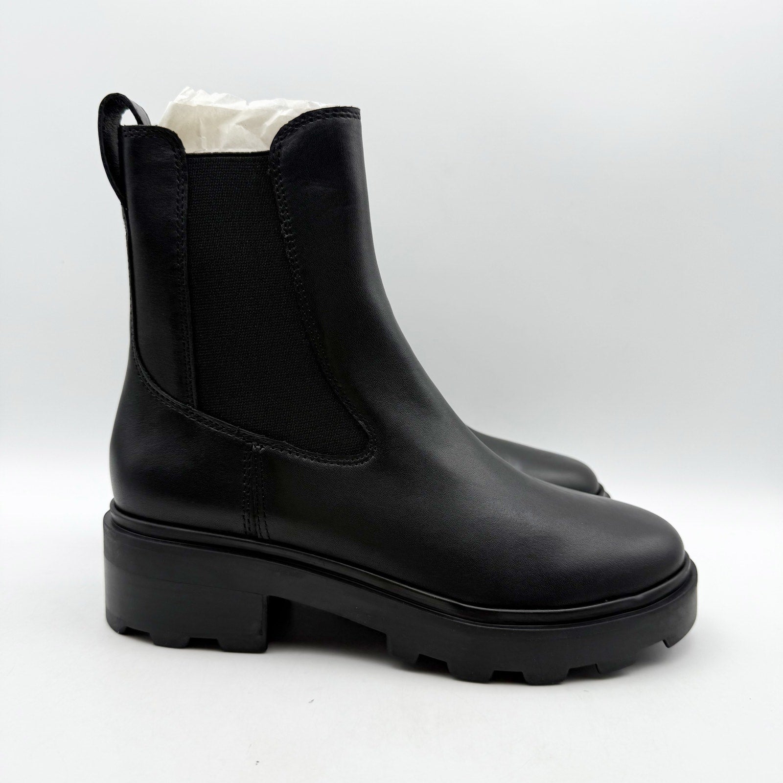 Madewell Womens The Bradley Chelsea Lugsole Boots US 5.5 Black Leather NWOB
