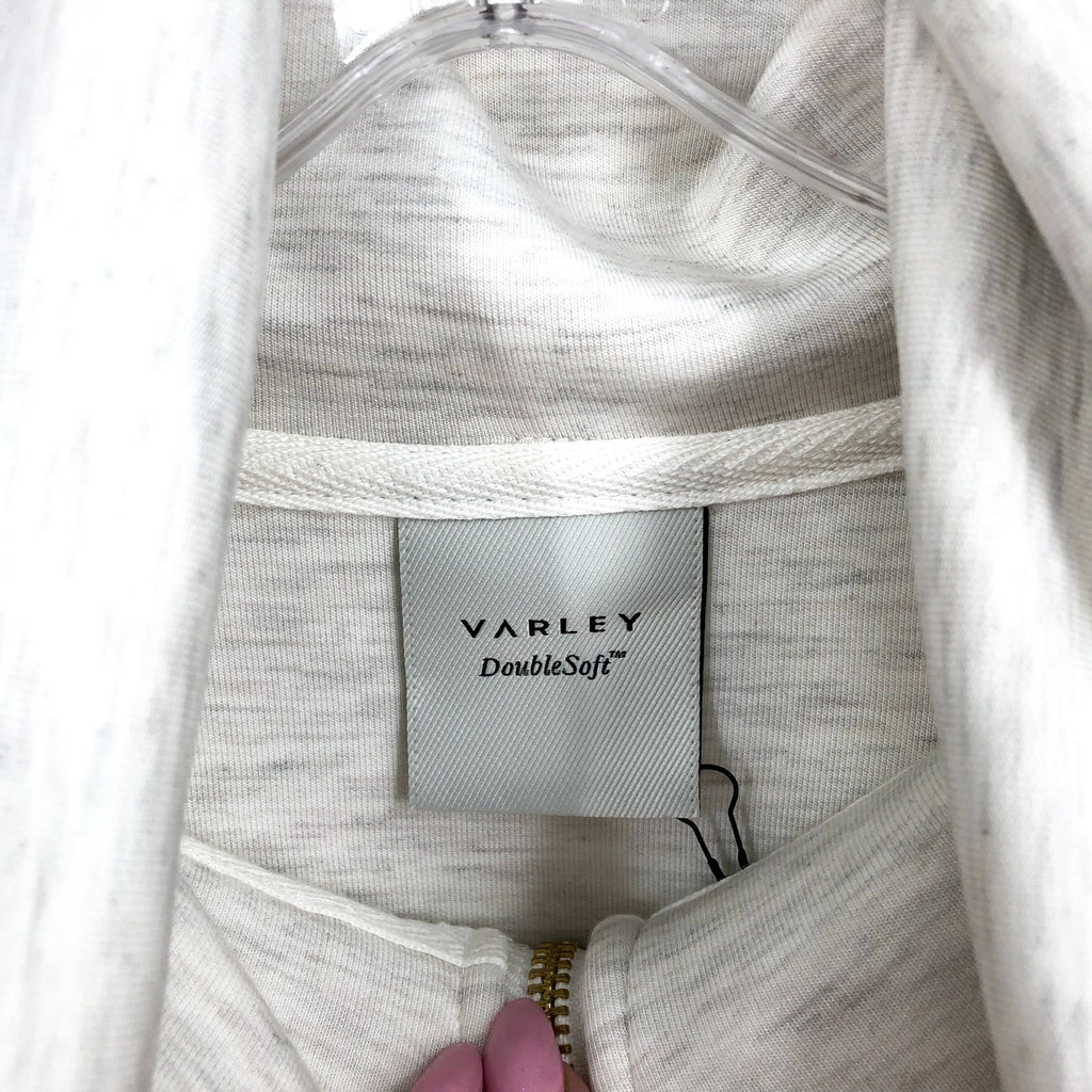 VARLEY Women's Raleigh Zip-Through Sweatshirt Medium Ivory Marl DoubleSoft NWOT