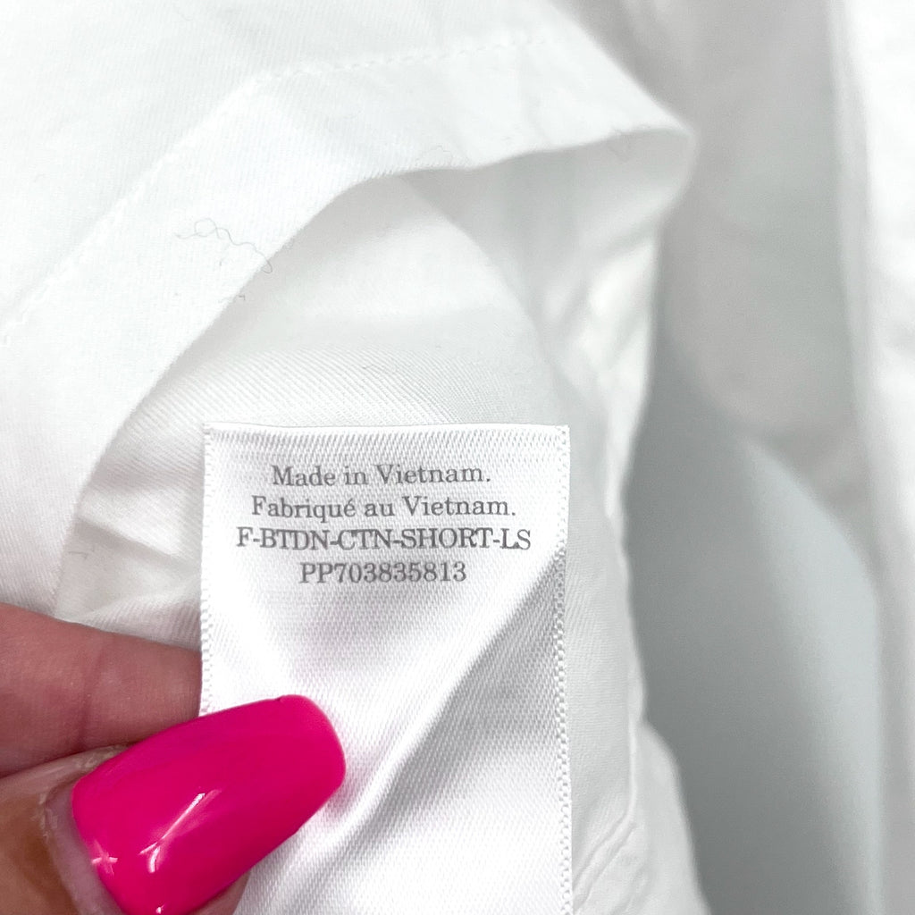 EVERLANE Womens The Way-Short Shirt in Silky Cotton Medium White Long Sleeve NWT