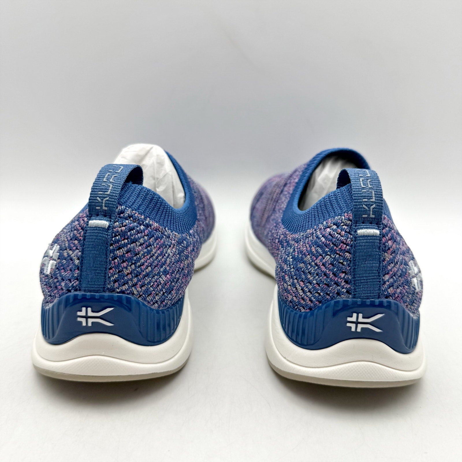 Kuru Womens Stride Casual Sneakers Size 5.5 WIDE Blue White Knit Slip On NWOB