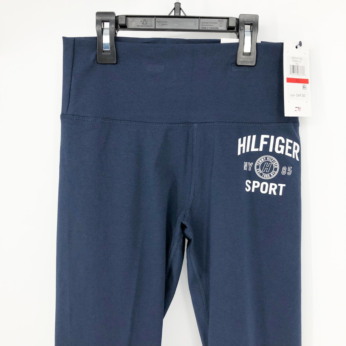 TOMMY HILFIGER SPORT Full Length Athletic Leggings XS Navy Blue High Rise NWT