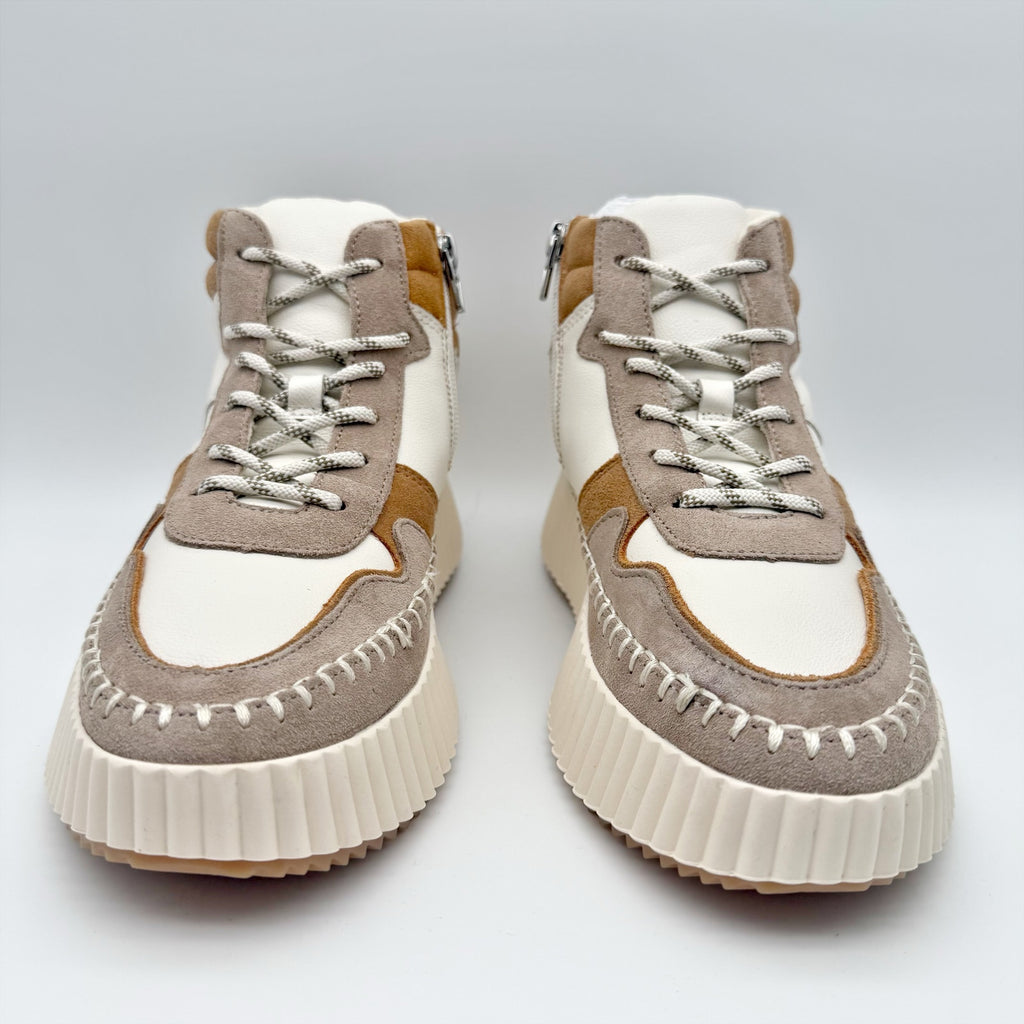 Dolce Vita Womens Daley Hi-Top Casual Sneakers Size 7.5 M Tan White Suede NIB