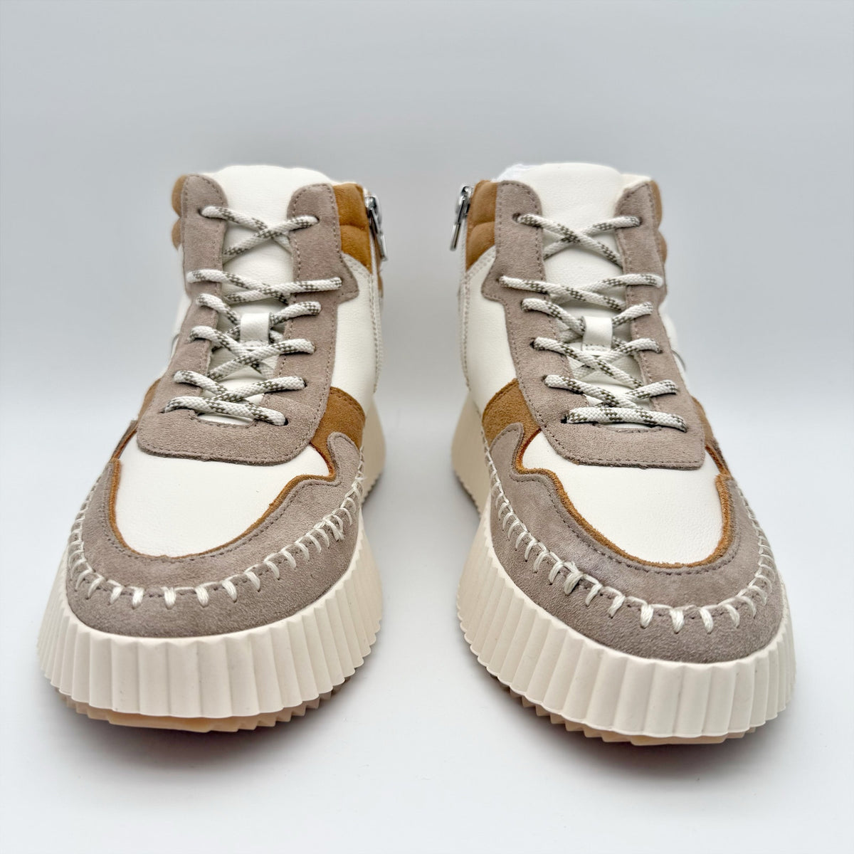 Dolce Vita Womens Daley Hi-Top Casual Sneakers Size 7.5 M Tan White Suede NIB
