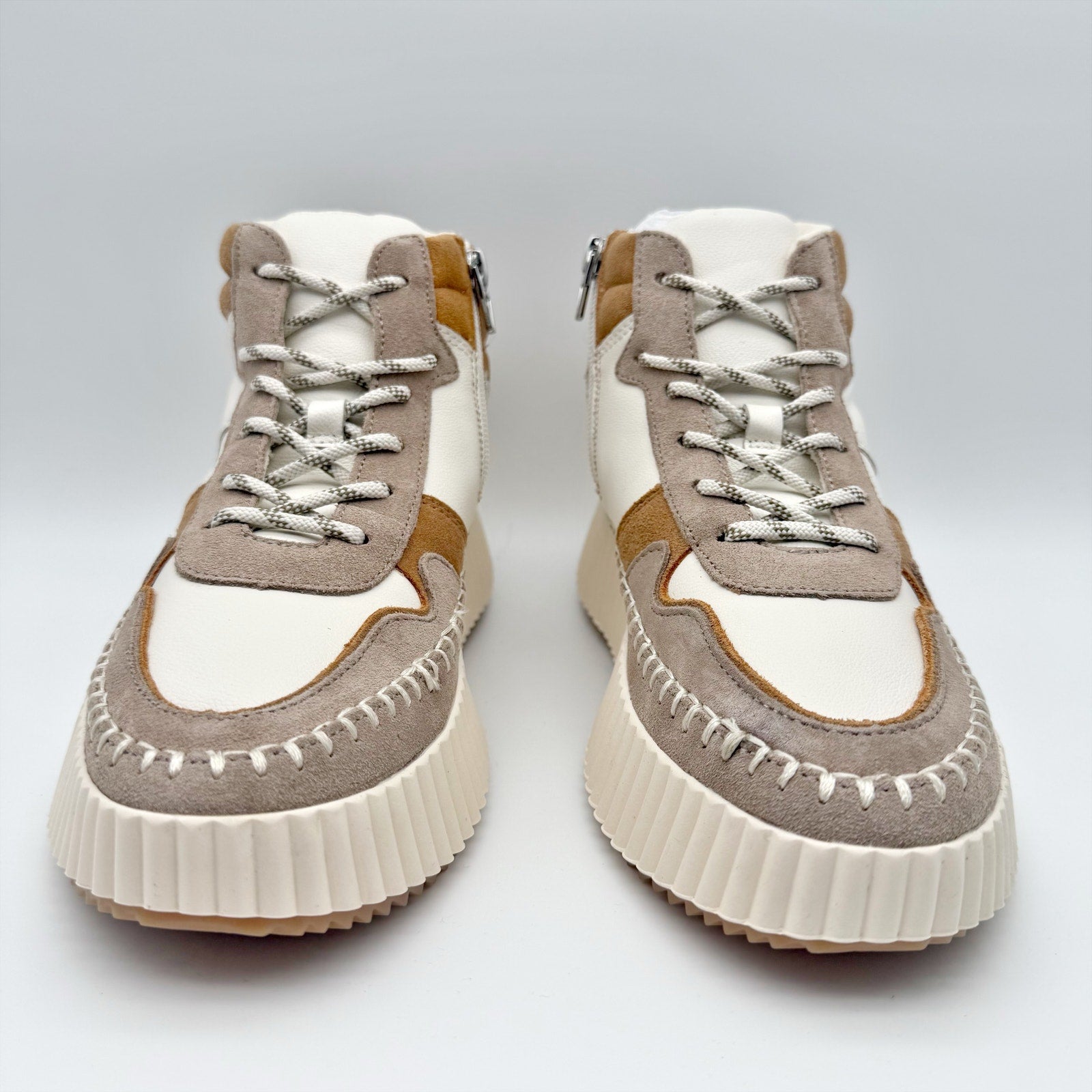 Dolce Vita Womens Daley Sneakers US 7.5 M EU 38 Taupe White Brown Suede NIB