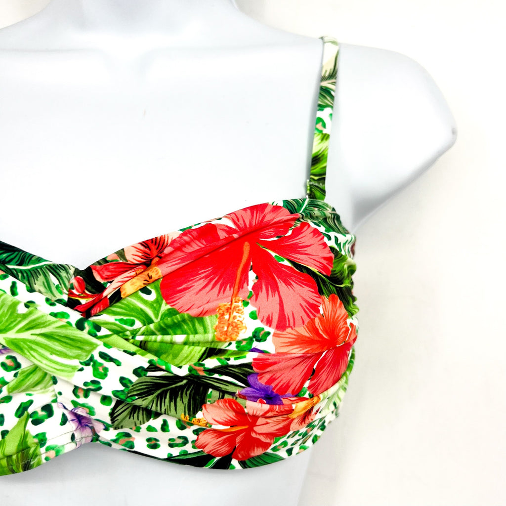 SEA LEVEL SWIM Dolce Twist Bandeau Bikini Top Size 6 Green Multi Print NWT