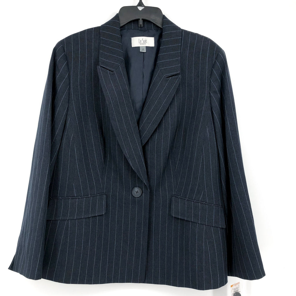LE SUIT Single Button Suit Jacket 16W Navy Blue Pinstripe Blazer NWT
