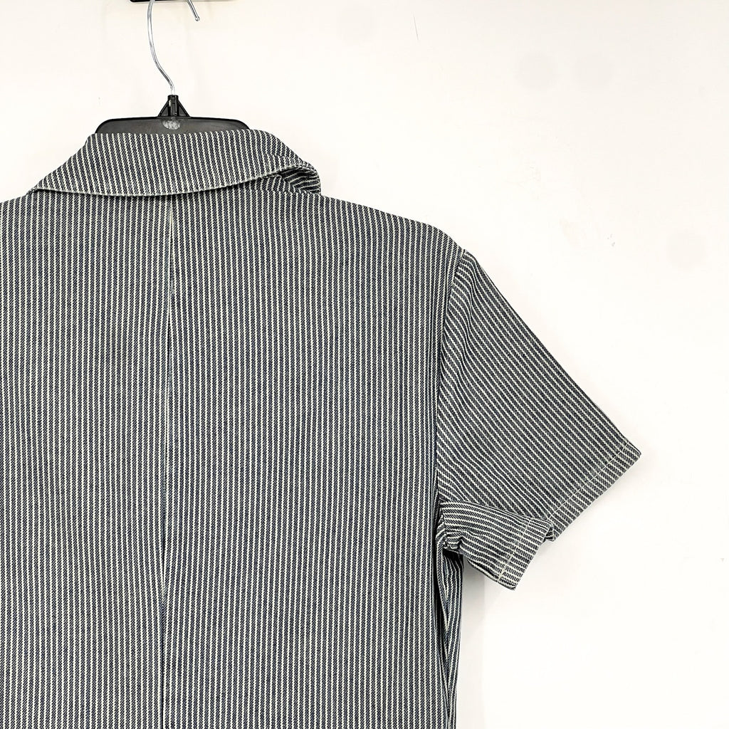 LACAUSA Womens Railroad Lucky Jumpsuit Small Blue Sea Salt Stripe NWT