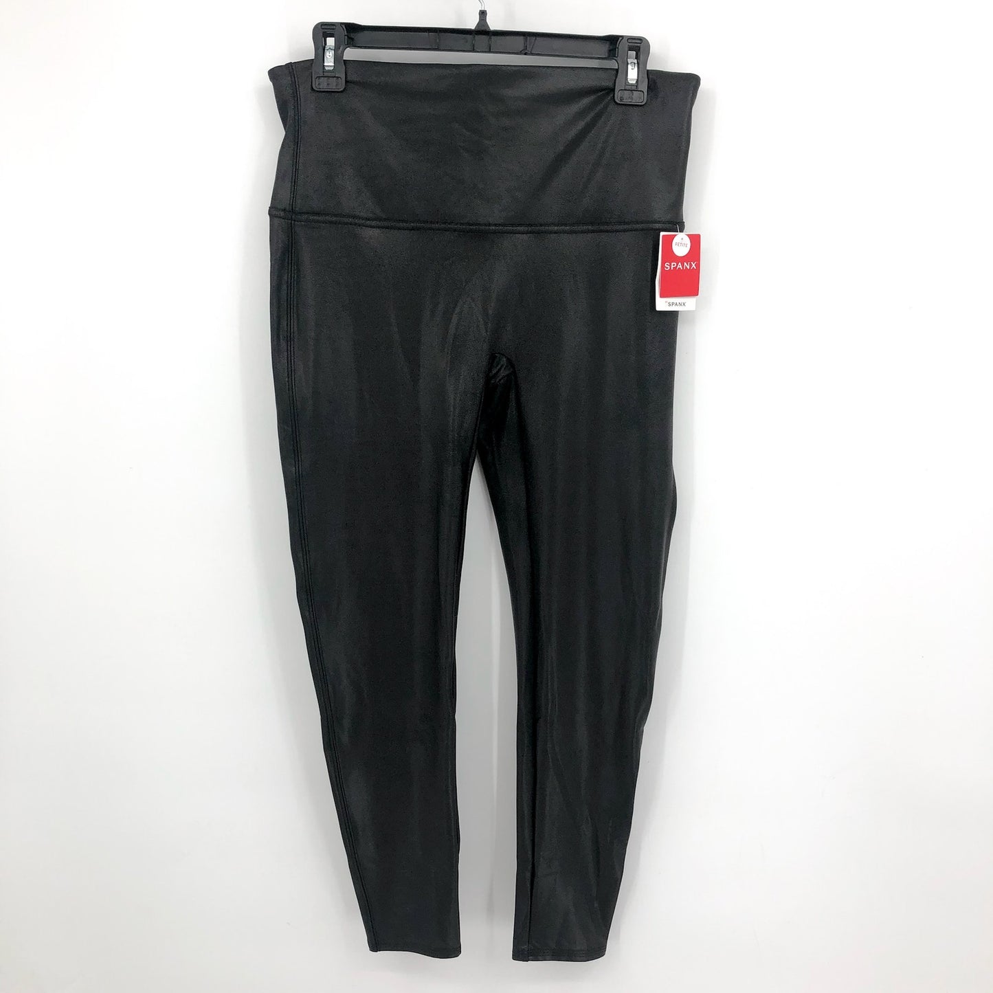 SPANX Women's SpanxShape Faux Leather Leggings 1X Petite Black High Waisted NWT
