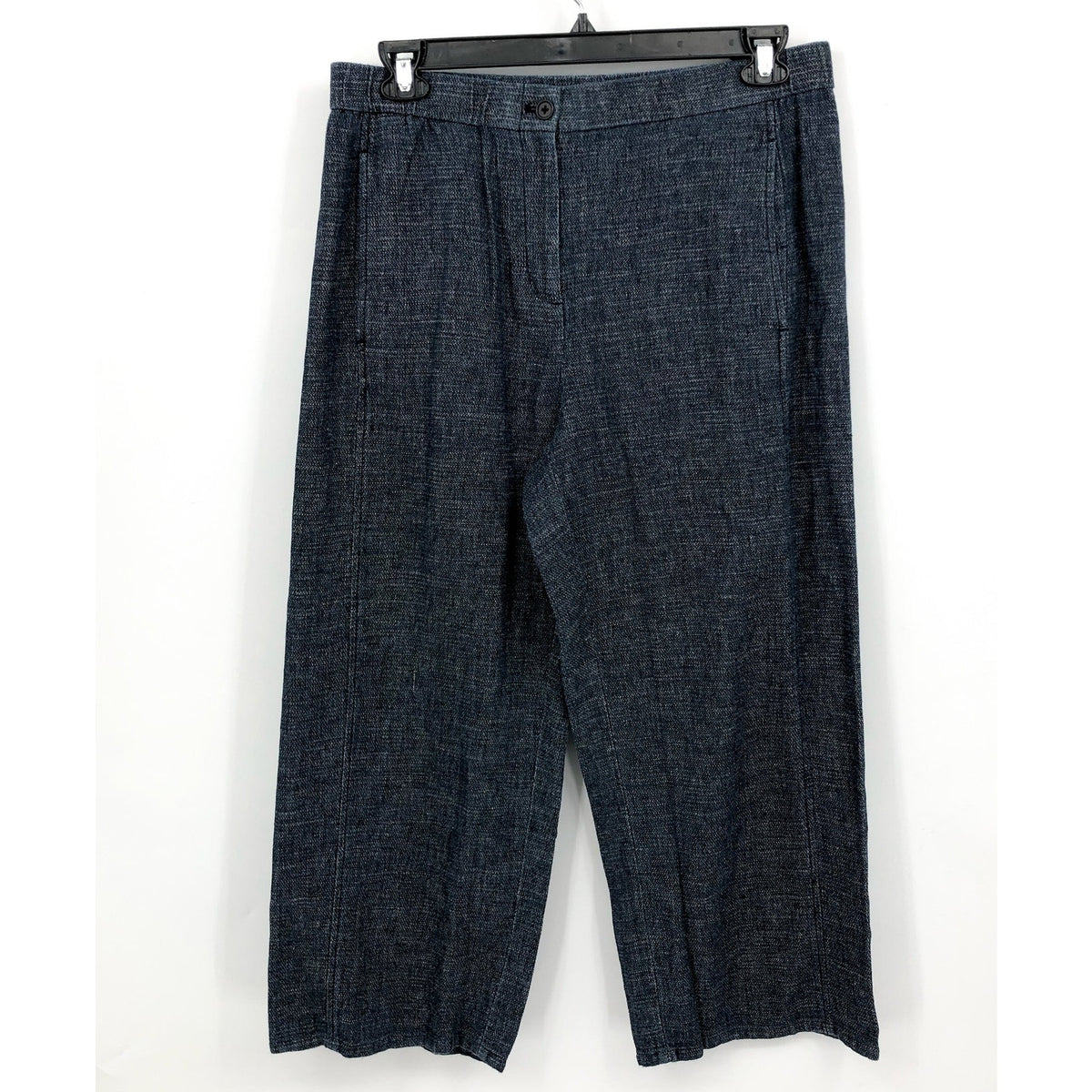 EILEEN FISHER Women's Tweedy Hemp Cotton Wide-Leg Pant Large PETITE Denim NWT