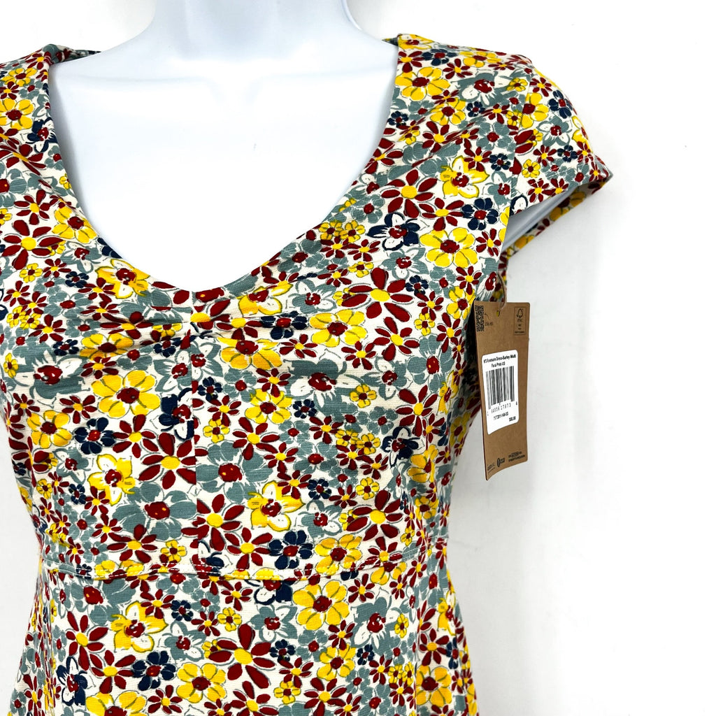 TOAD & CO Womens Rosemarie Dress XS Yellow Red Barley Floral Short Sleeve NWT