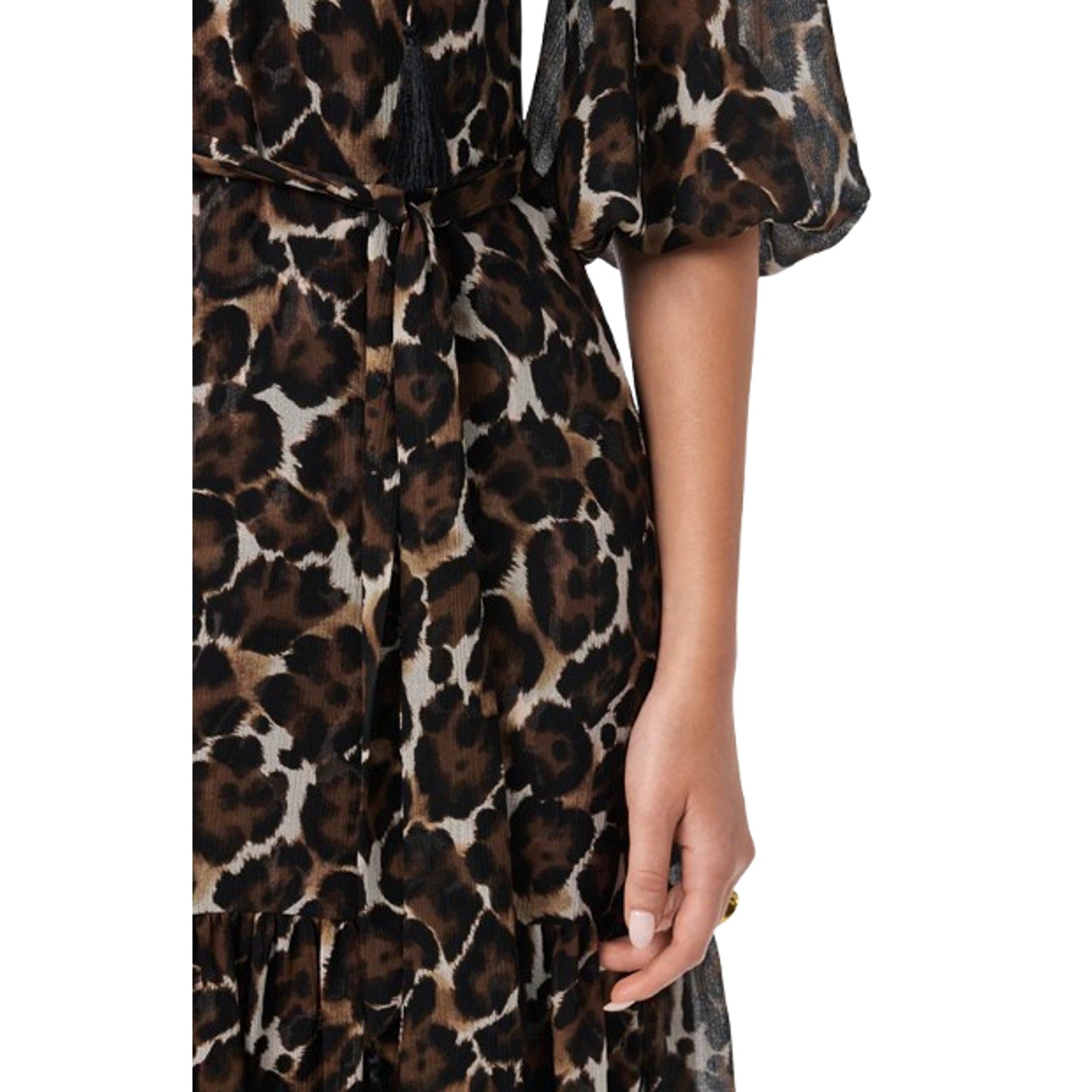 TRINA TURK Women's Shalina Tie-Waist Maxi Dress Large Black Lampoul Leopard NWT