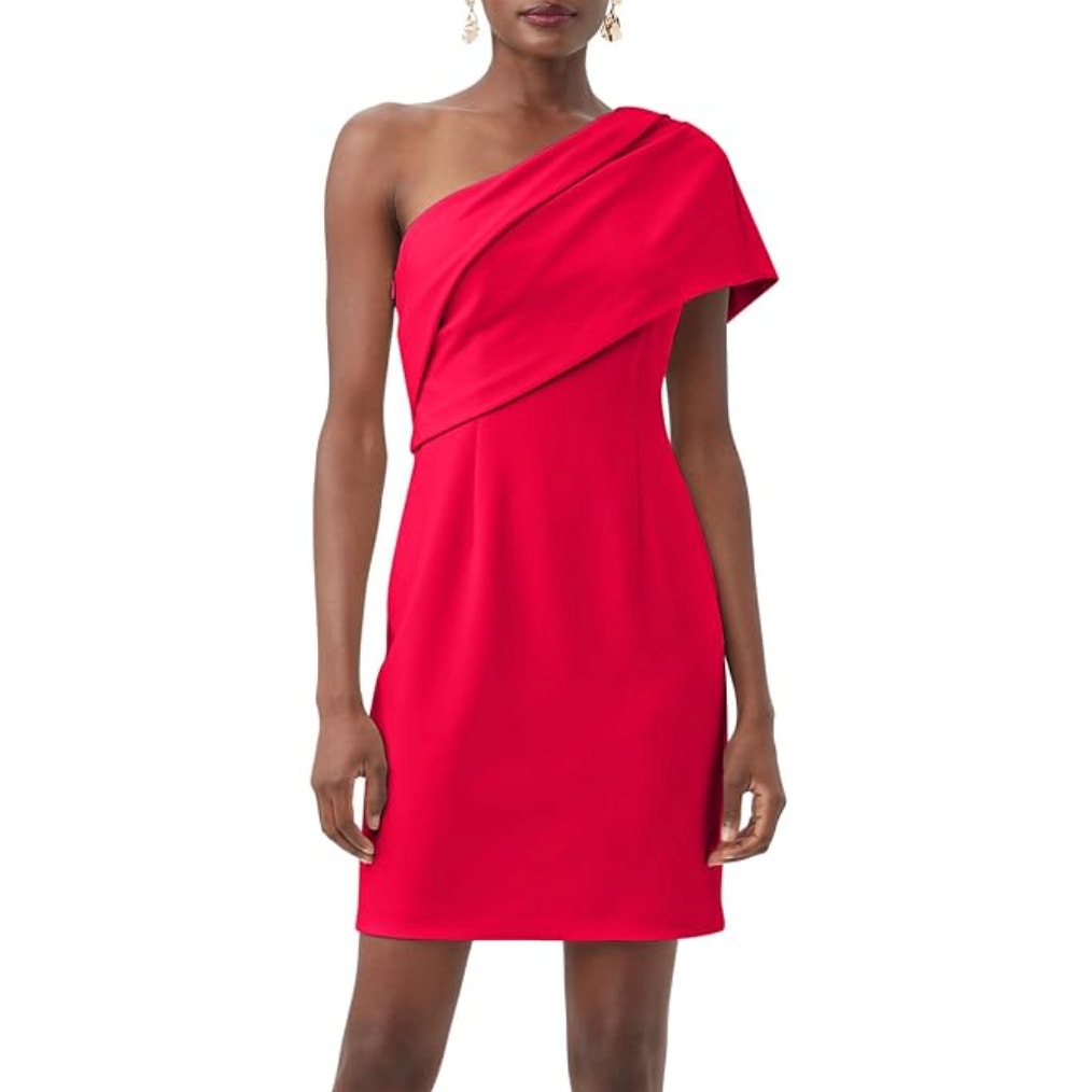 TRINA TURK Women's One-Shoulder Makina Dress Size 14 Pink Coral Asymmetric NWT