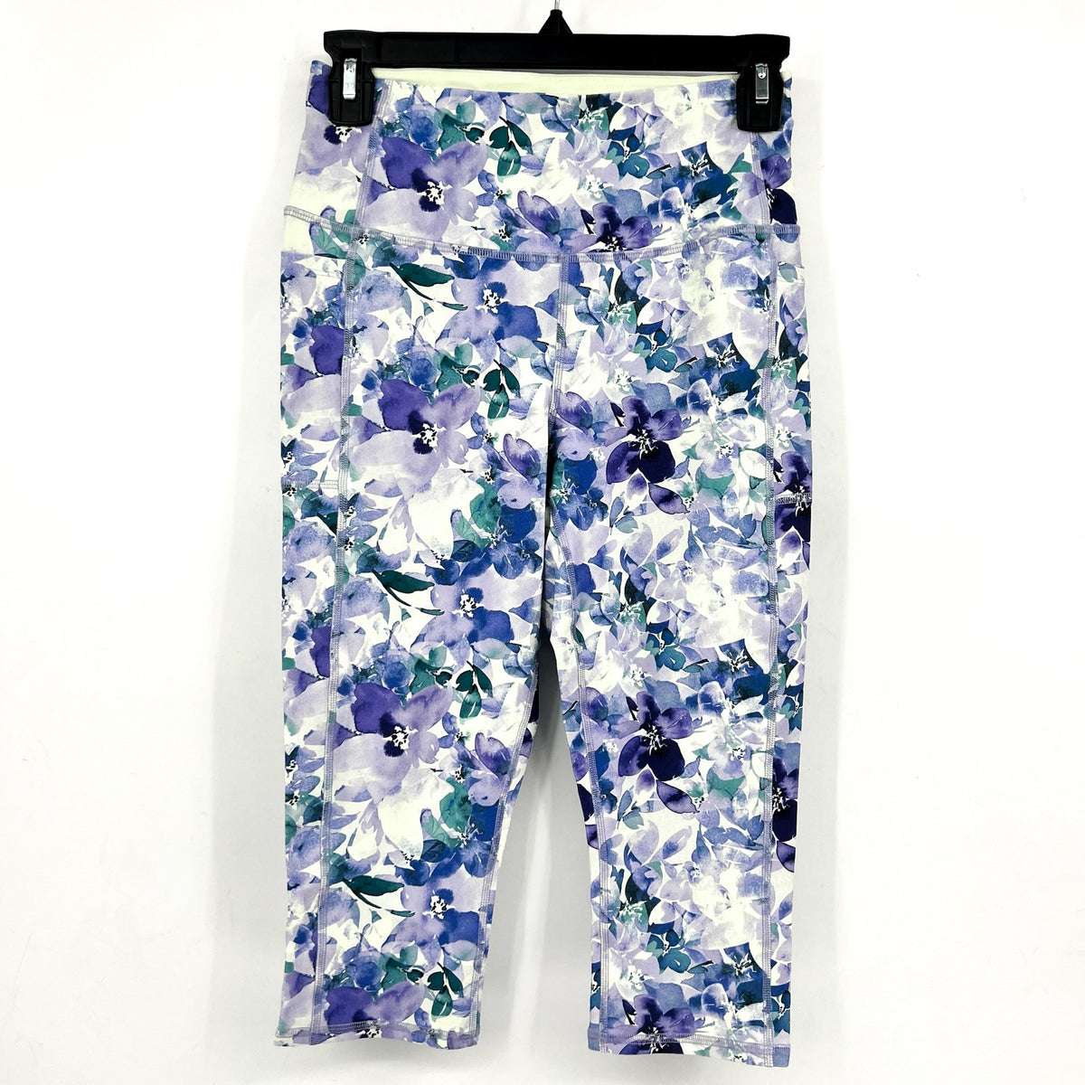 SKECHERS Gowalk Capri Leggings Small  Blue Seascape Floral High Waisted NWT