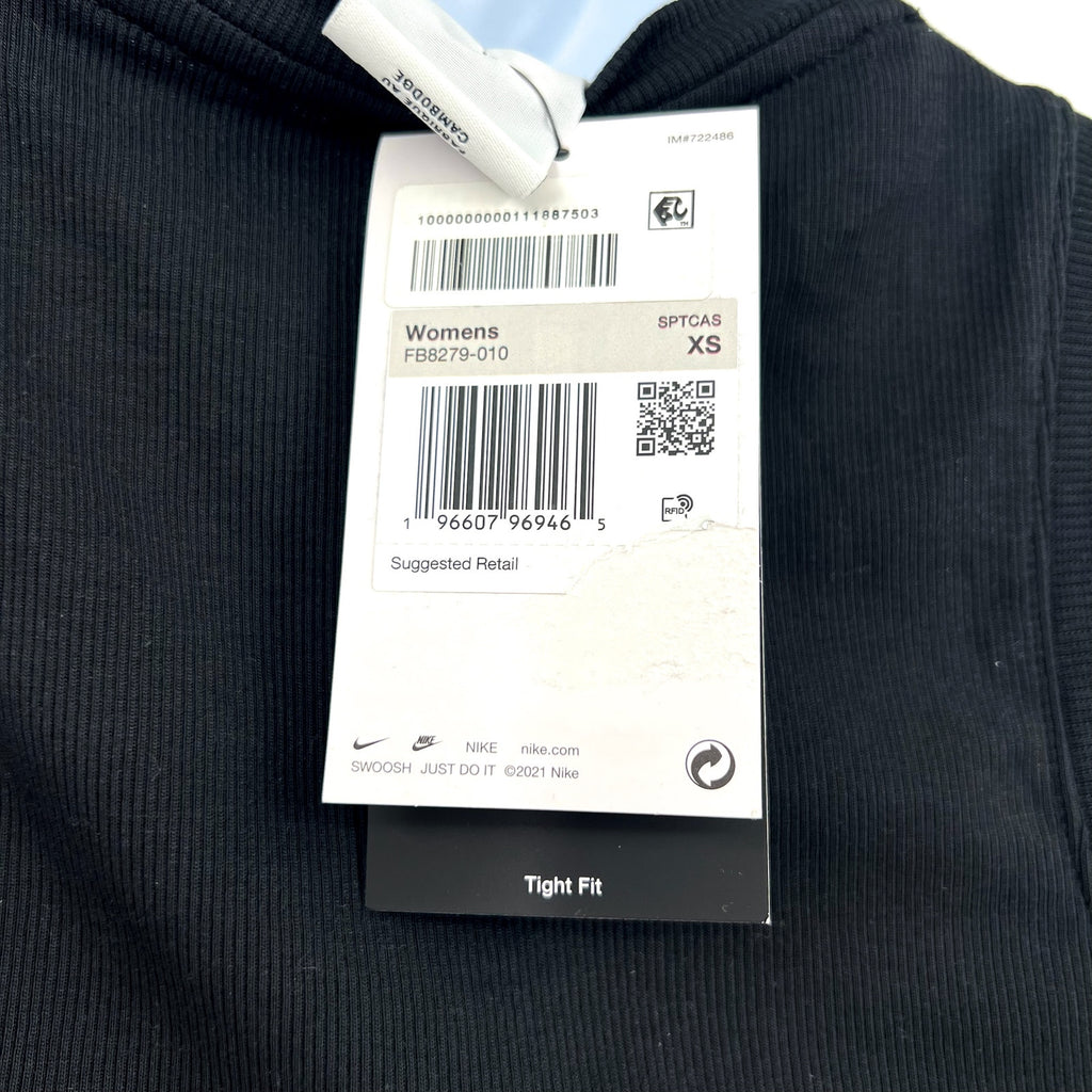 NIKE Sportswear Chill Knit Tight Cropped Mini-Rib Tank Top XS Black NWT
