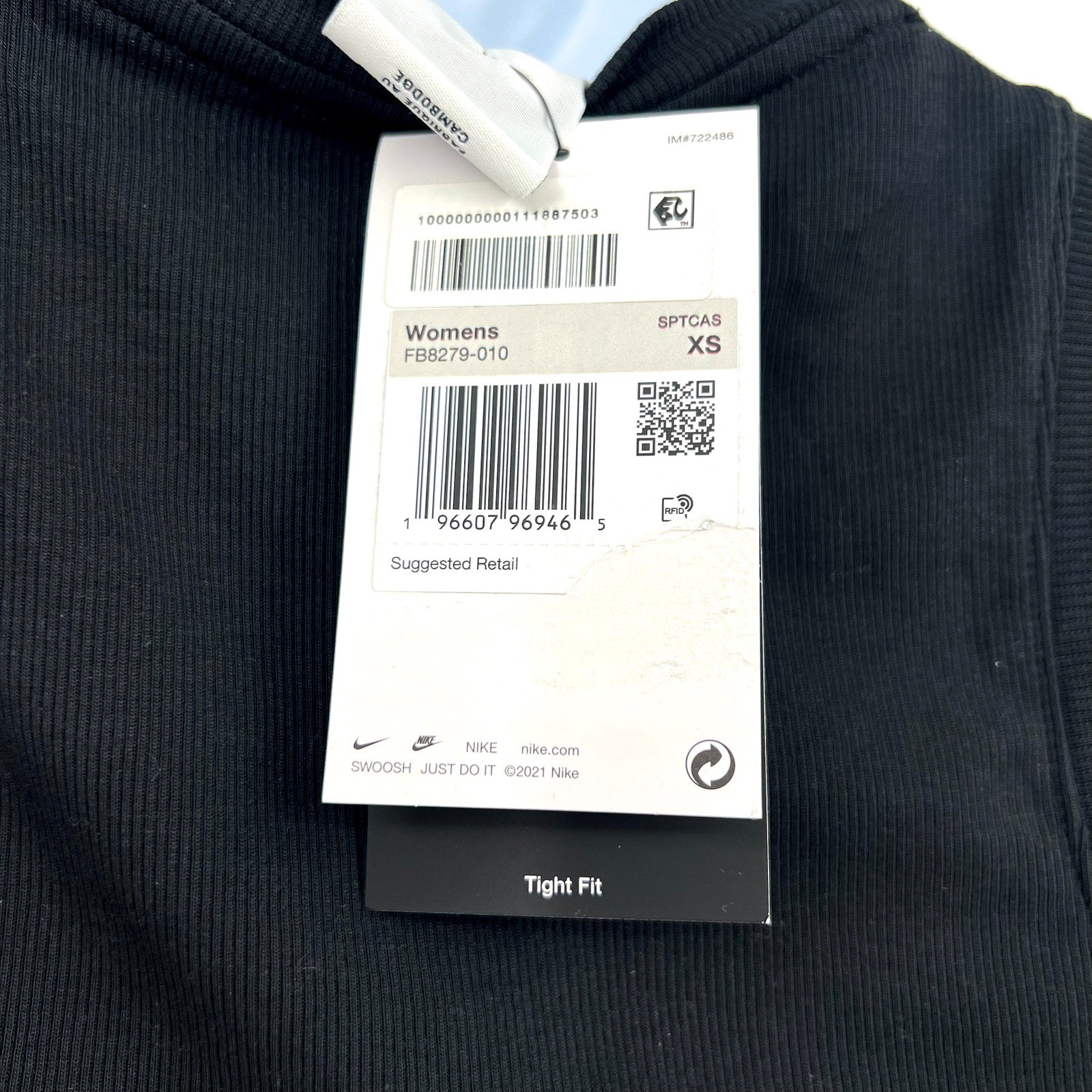 NIKE Sportswear Chill Knit Tight Cropped Mini-Rib Tank Top XS Black NWT