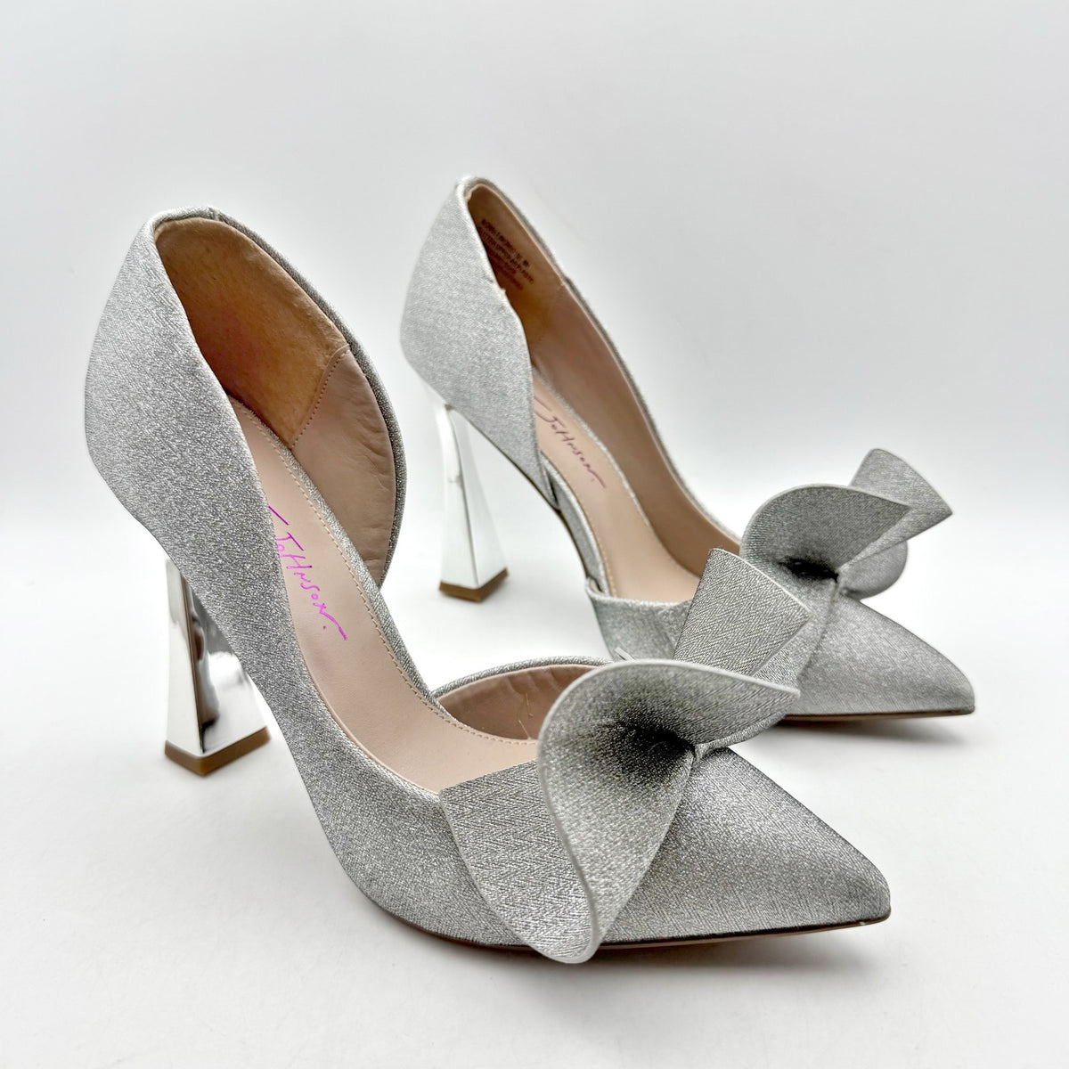 Blue by Betsey Johnson Womens Nobble High Heels Size 8 M Silver Bow NWOB