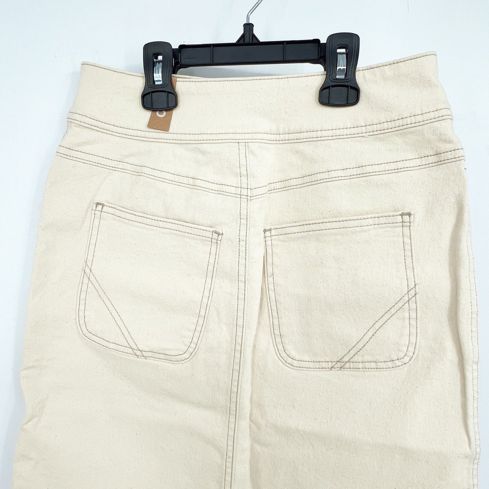 PRANA Womens Broadway Denim Skirt Size 0 Natural Cream Knee Length Stretch NWT