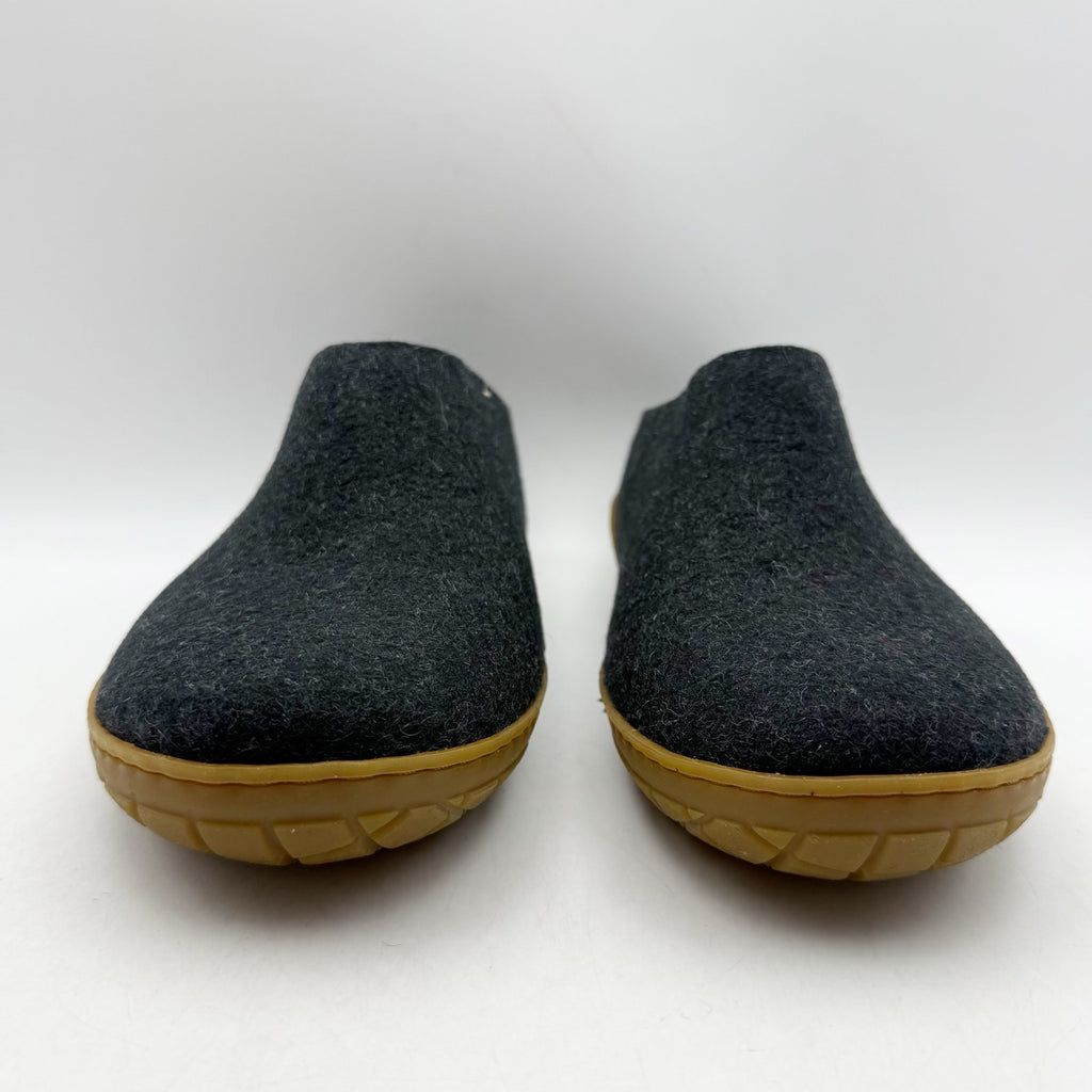 Glerups Womens Slip On Slippers EU 37 US 7 Charcoal Black Wool Rubber Soles NWOB